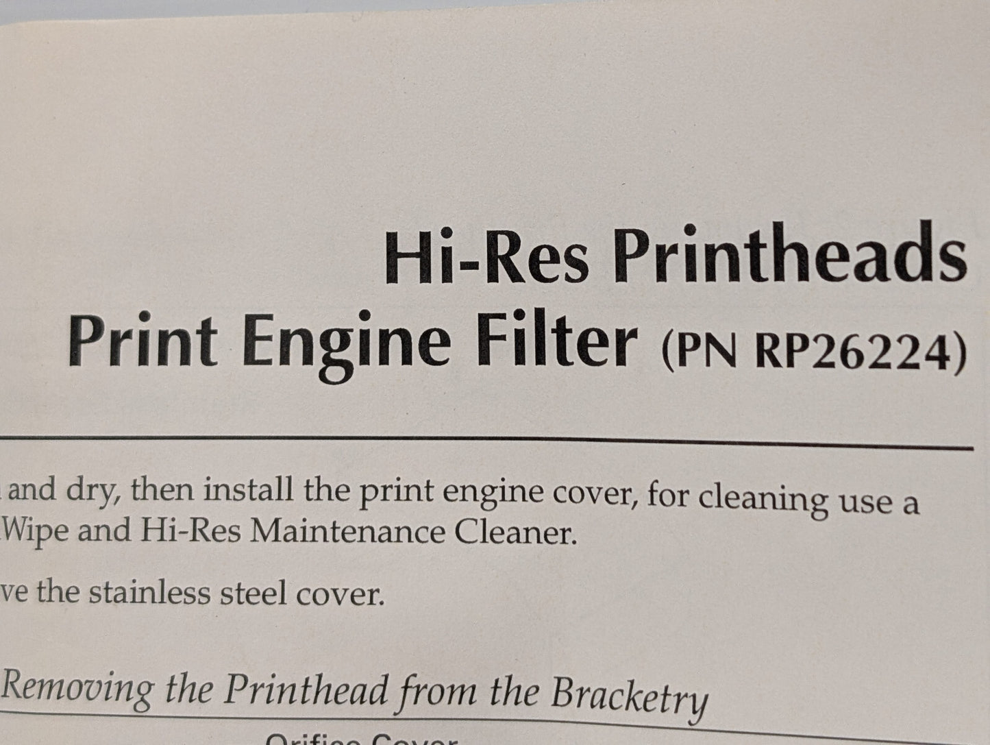 Videojet RP26224 Marsh Hi-Res Printheads Print Engine Filter Replacement Kit