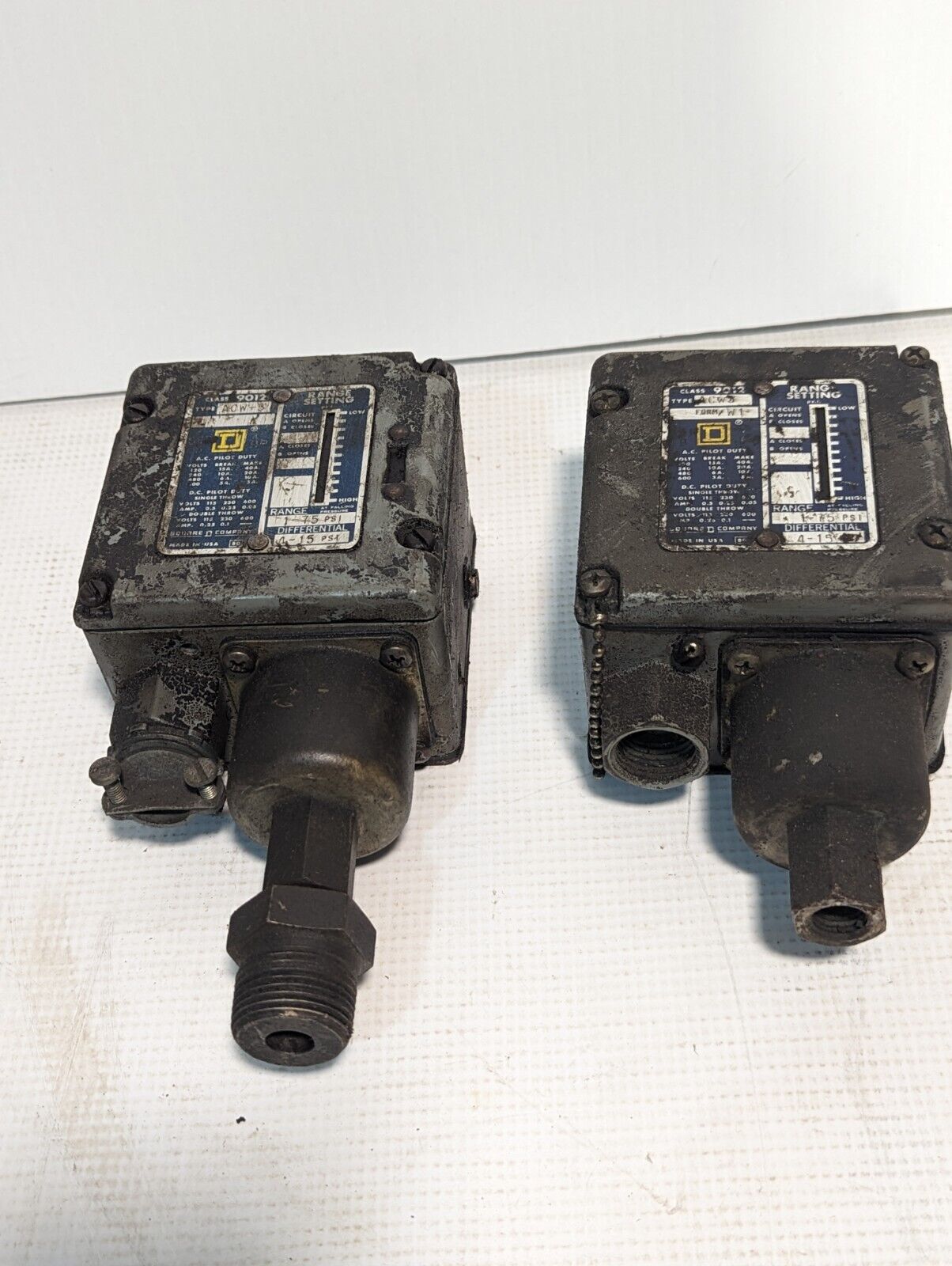 Square D 9012 ACW-5 Pressure Switch, Range 1-75psi, Differential 4-15psi