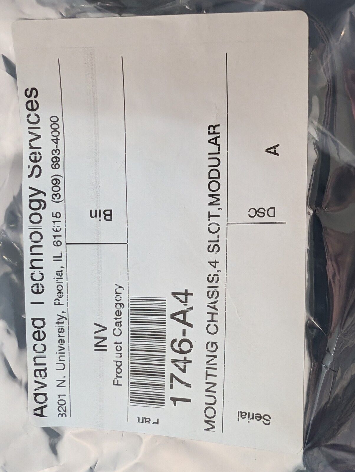 Allen Bradley 1746-A4 Series B 4 Slot Chassis Rack, SLC 500 - Free Shipping