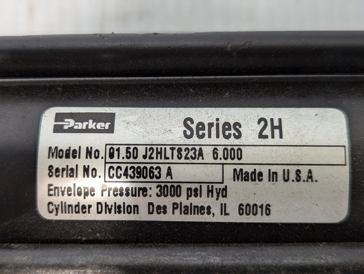 Parker 91.50 J2HLTS23A Double-Acting Hydraulic Cylinder, 3000psi - Free Shipping