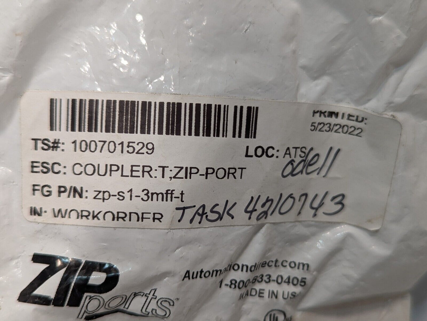 Zipport ZP-S1-3MFF-T T-Coupler, 3-Pole Female 7/8IN - Free Shipping+Returns