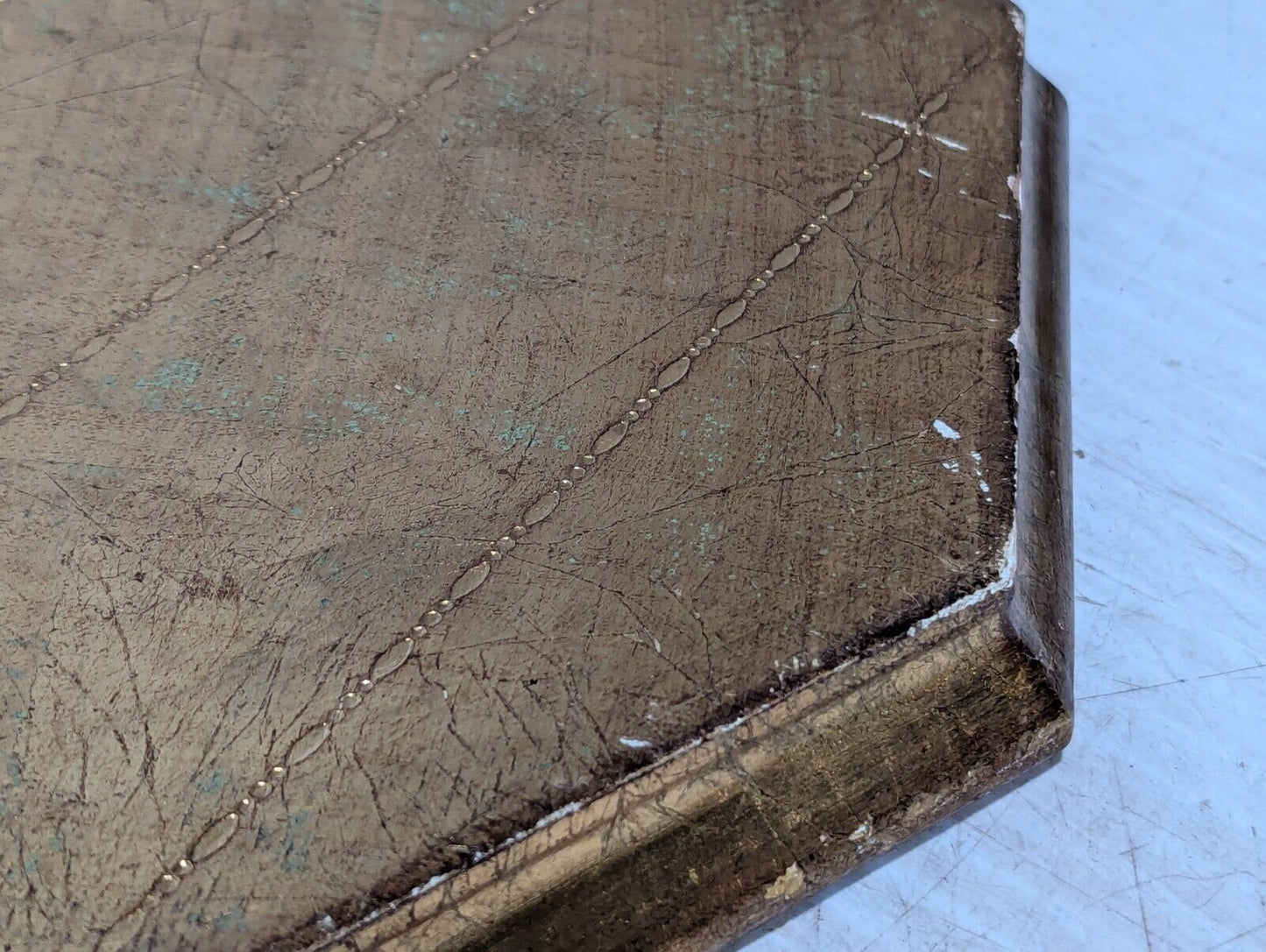 Vintage Wooden Octagonal Tray, Intricately etched and hand painted - Free Ship