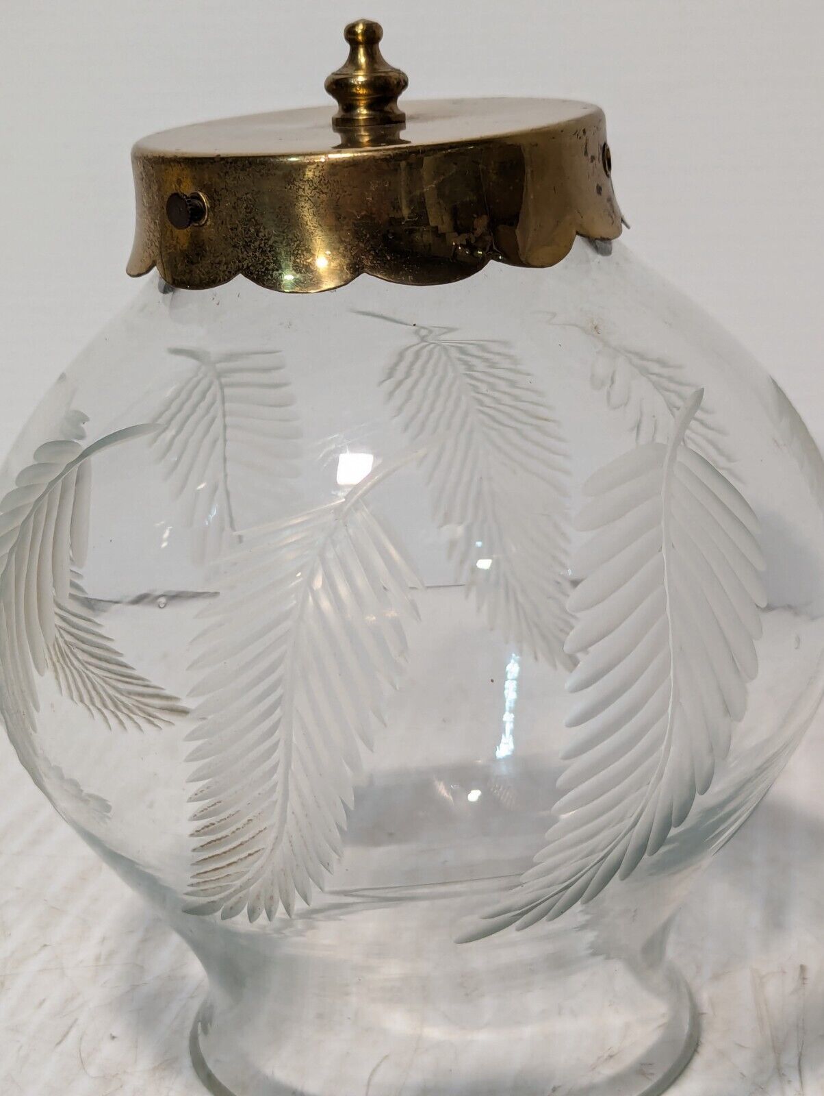 Vintage Etched Glass Light Fixture Globe - Free Shipping