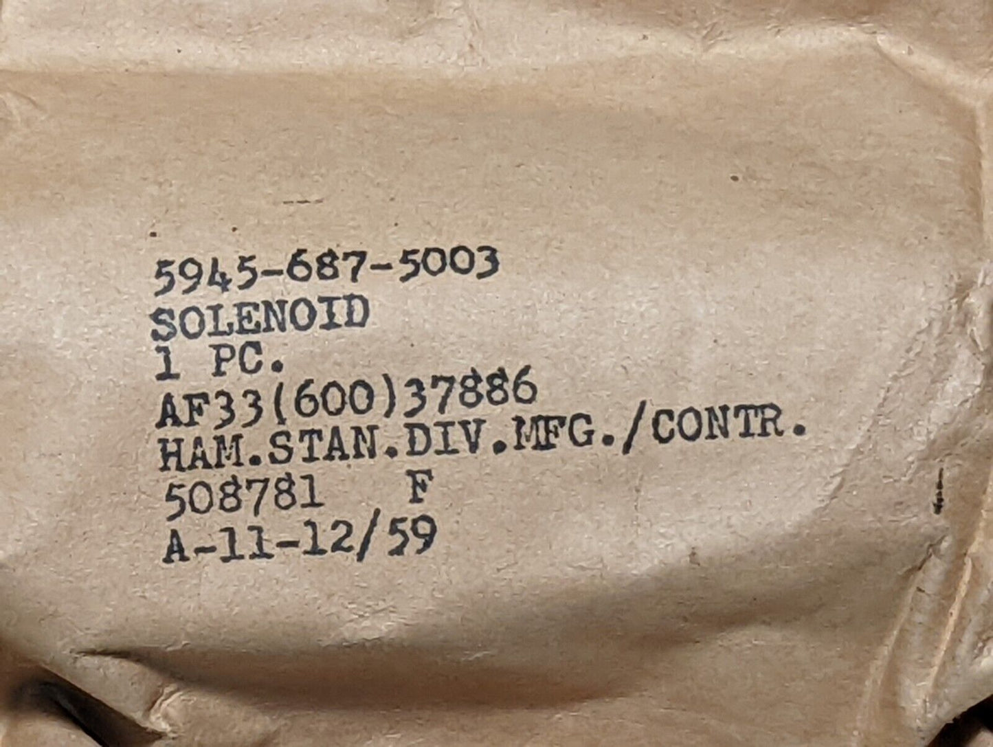 5945-687-5003 solenoid AF33(600)37886, Ham.Stan.Div.Mfg./Contr., 508781 F