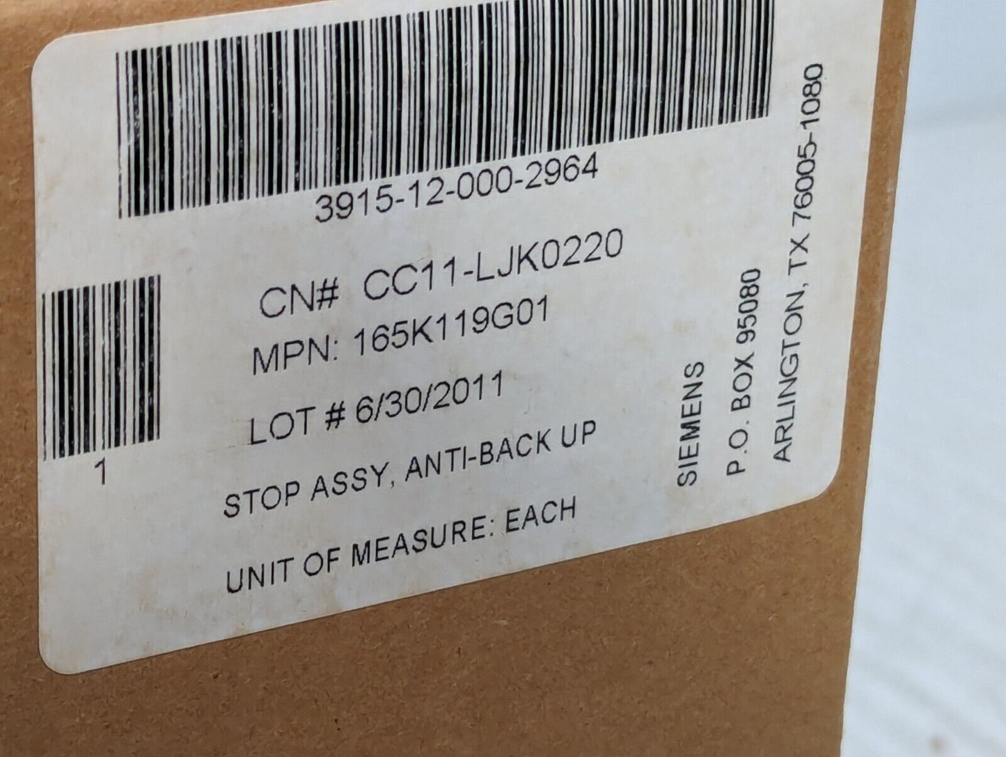 3915-12-000-2964 165K119G01 Anti-Back Up Stop Assembly - Free Shipping