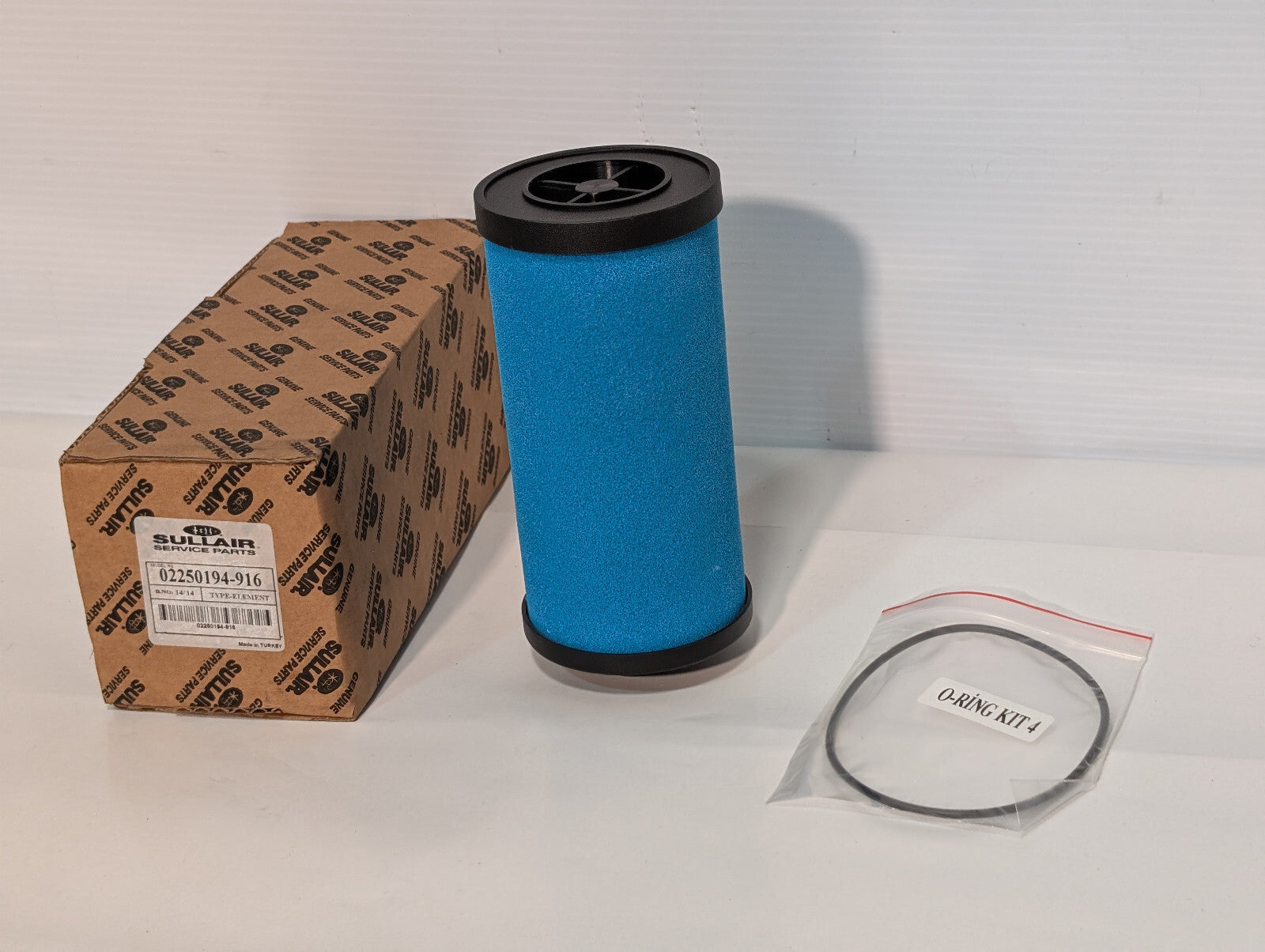 Sullair Service Parts 02250194-916, 14/14, Filter Element, O Ring, Blue