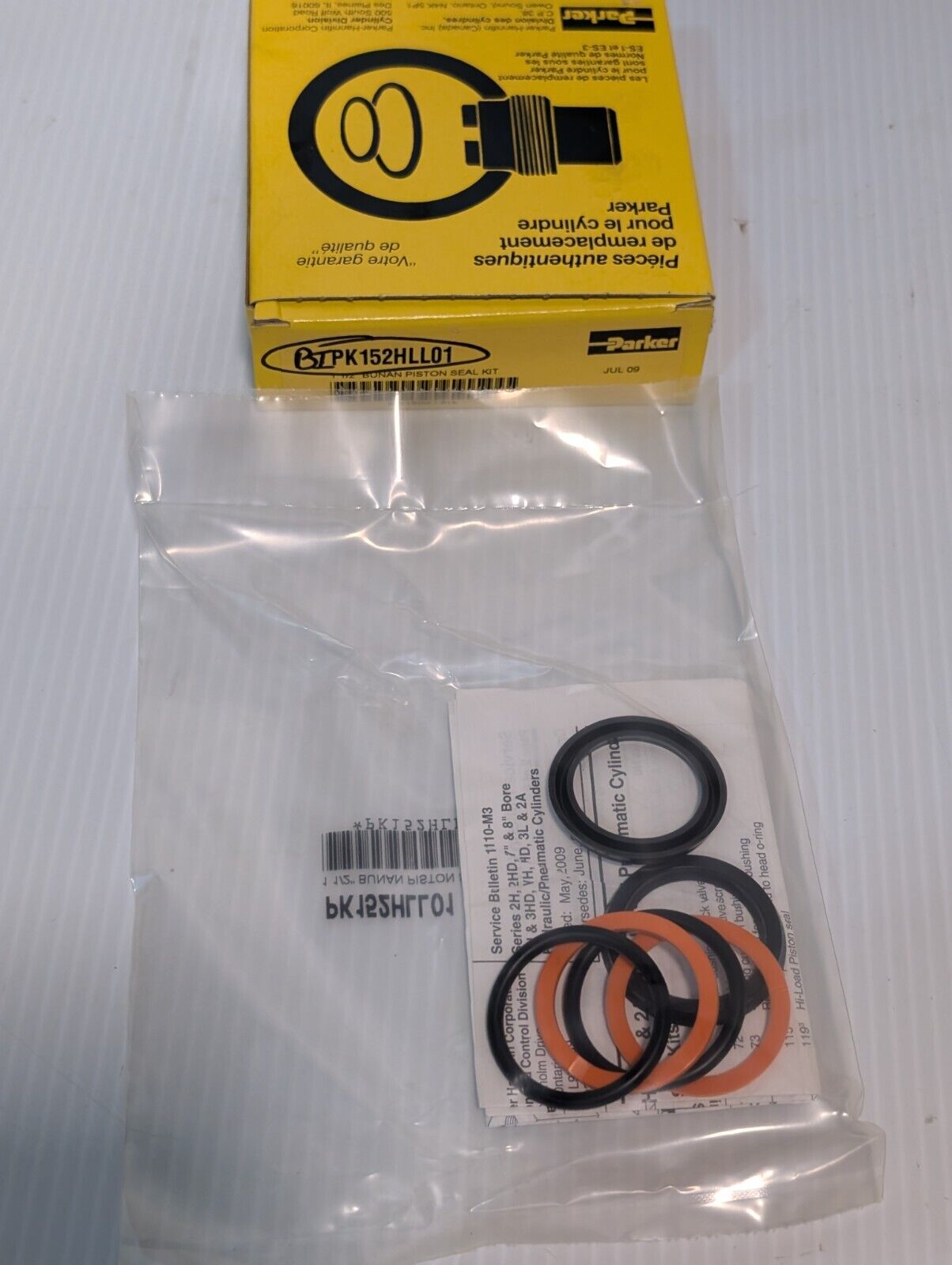 (Lot of 2) Genuine Parker PK152HLL01, 1-1/2" Bunan Piston Seal Kit - Free Ship