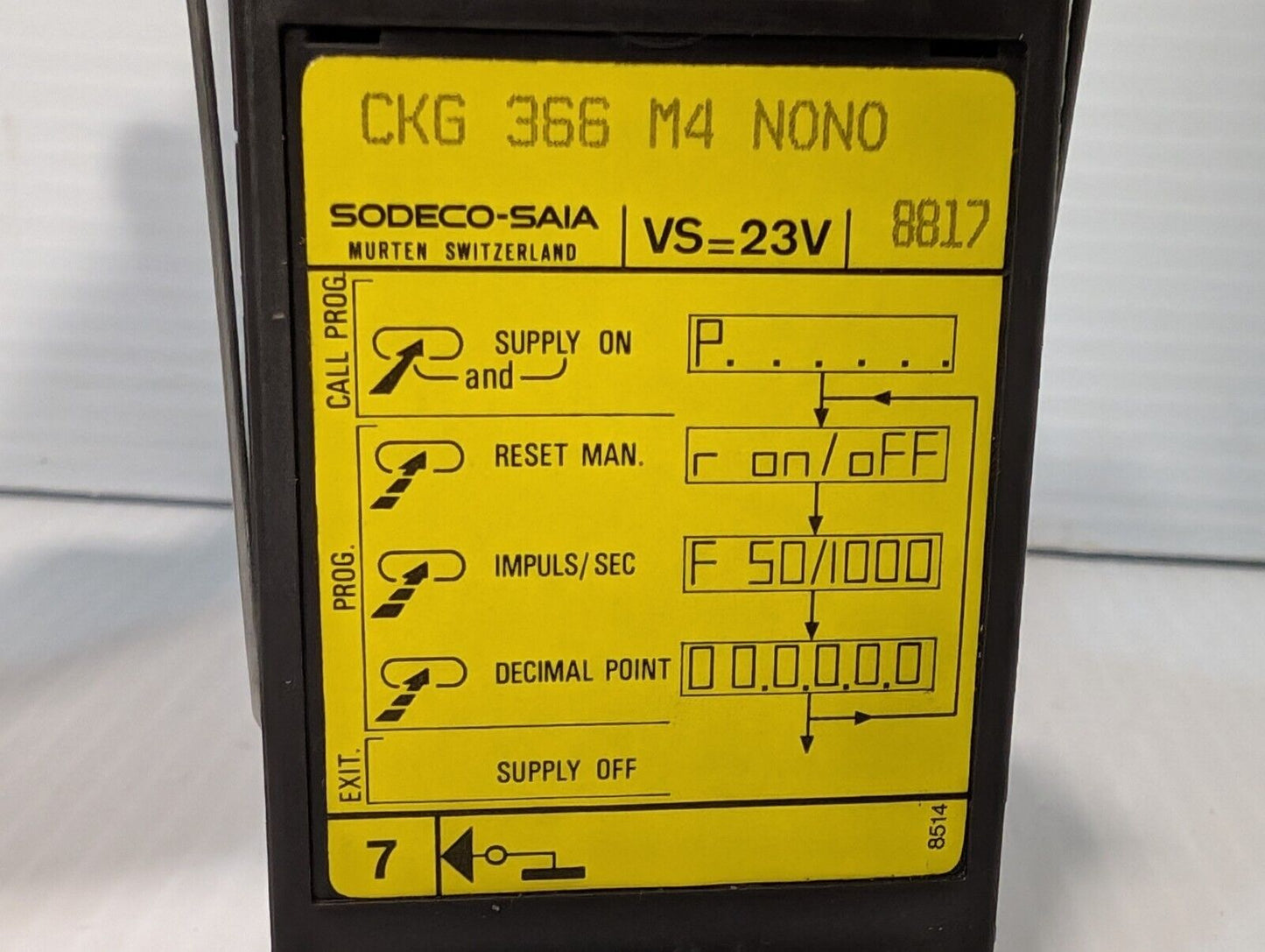 Sodeco-Saia CKG 366 M4 N0N0 Panel Mount Digital Counter, 6 Digit - Free Shipping