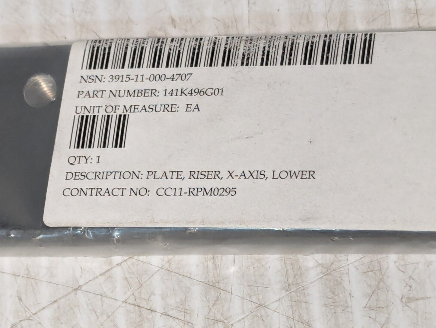 141K496G01 X-Axis Riser Lower Plate, 3915-11-000-4707 - Free Shipping