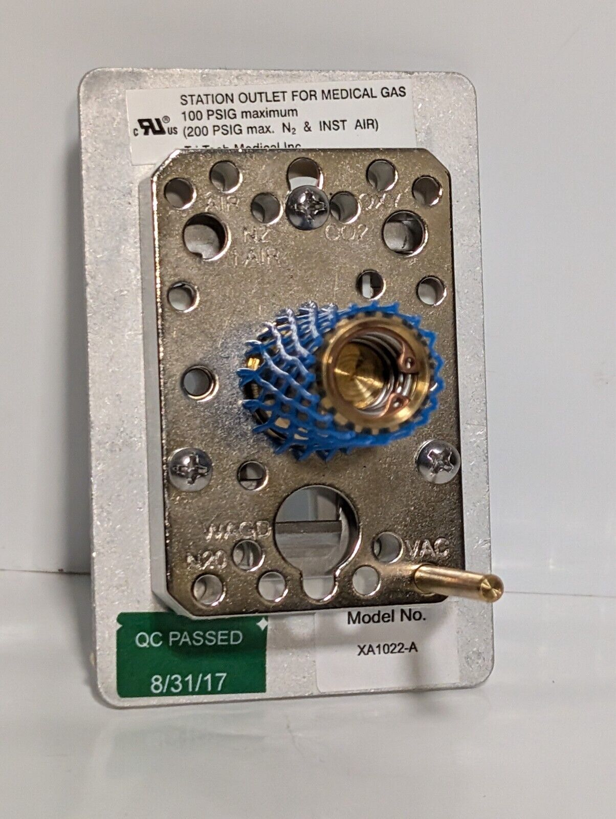 Tri-Tech XA1022-A Medical Vacuum Wall Outlet, Med Vac, 100PSIG maximum, 200 PSIG