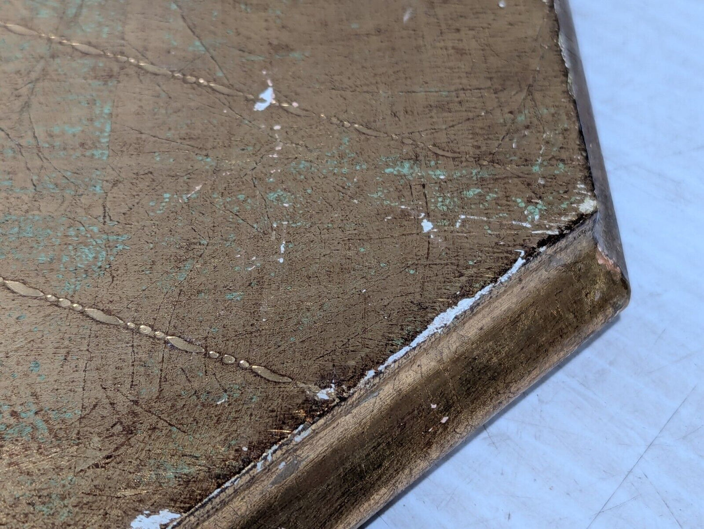 Vintage Wooden Octagonal Tray, Intricately etched and hand painted - Free Ship