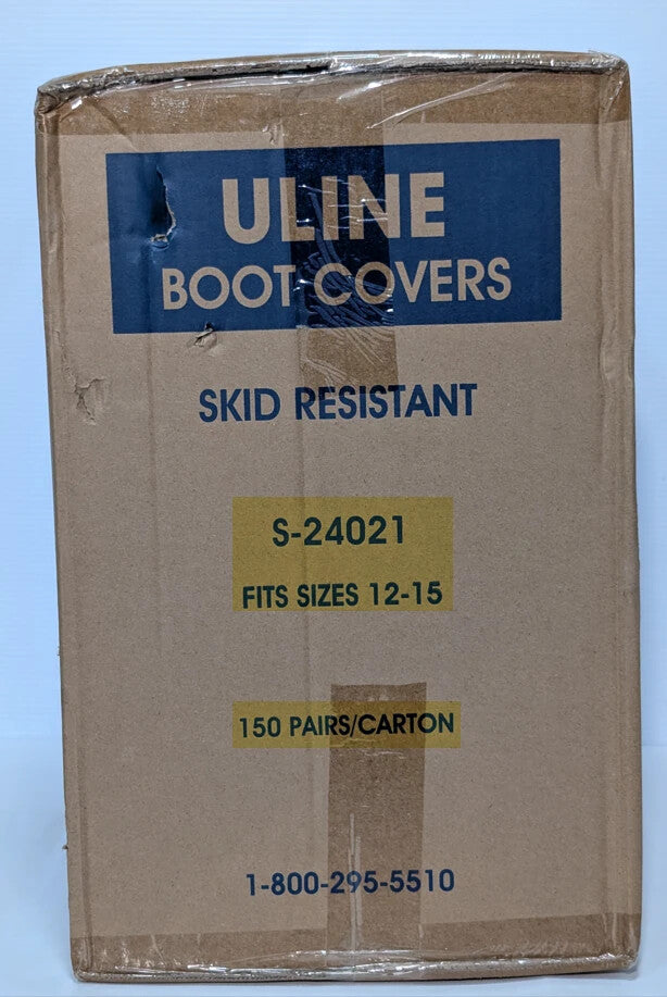 1 Box (Qty 150) Uline S-24021 Skid Resistant Boot Covers, Fit Size 12-15 Boots