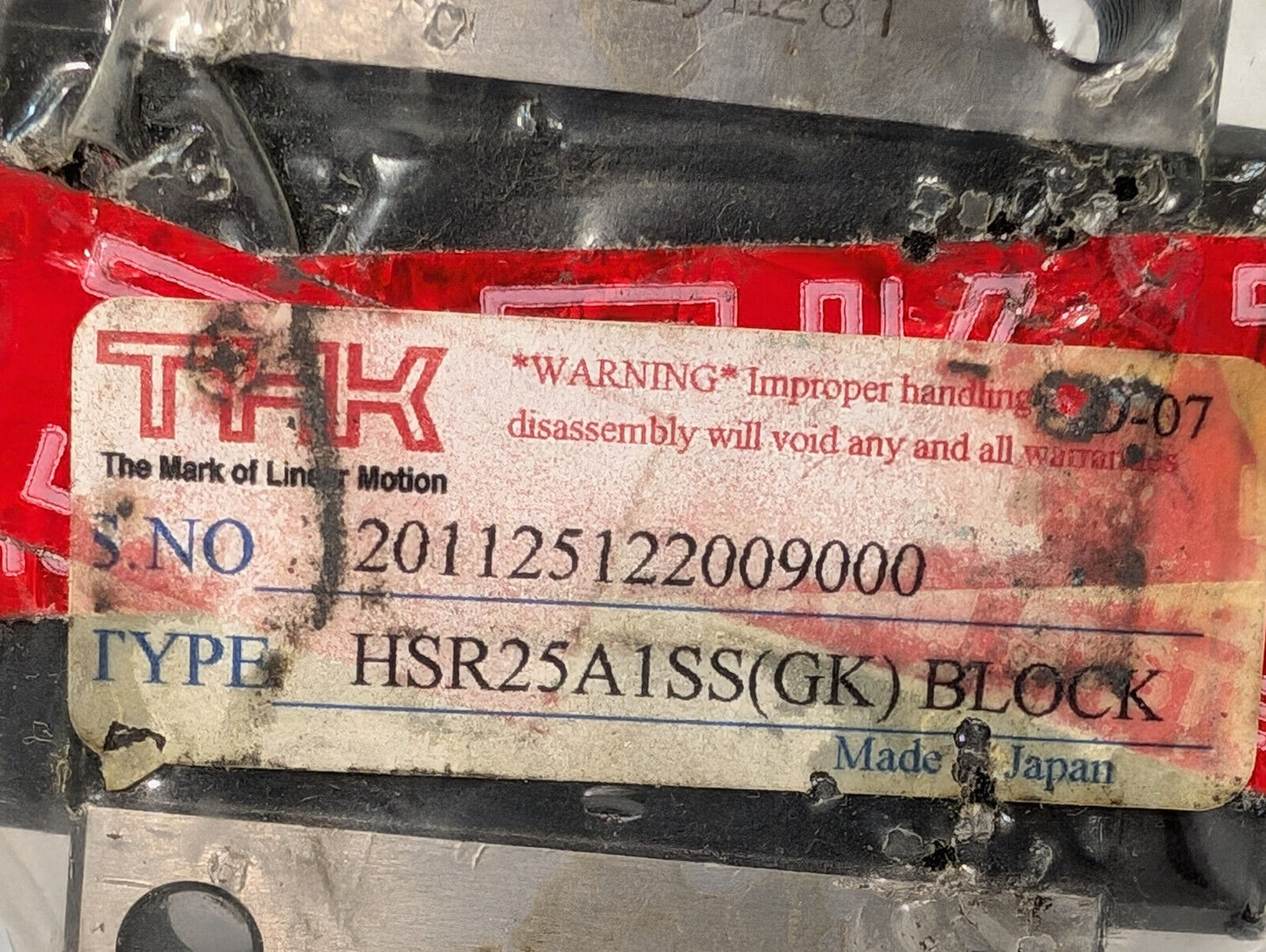 THK HSR25A1SS(GK) Linear Motion Guide Slide Block, Made in Japan