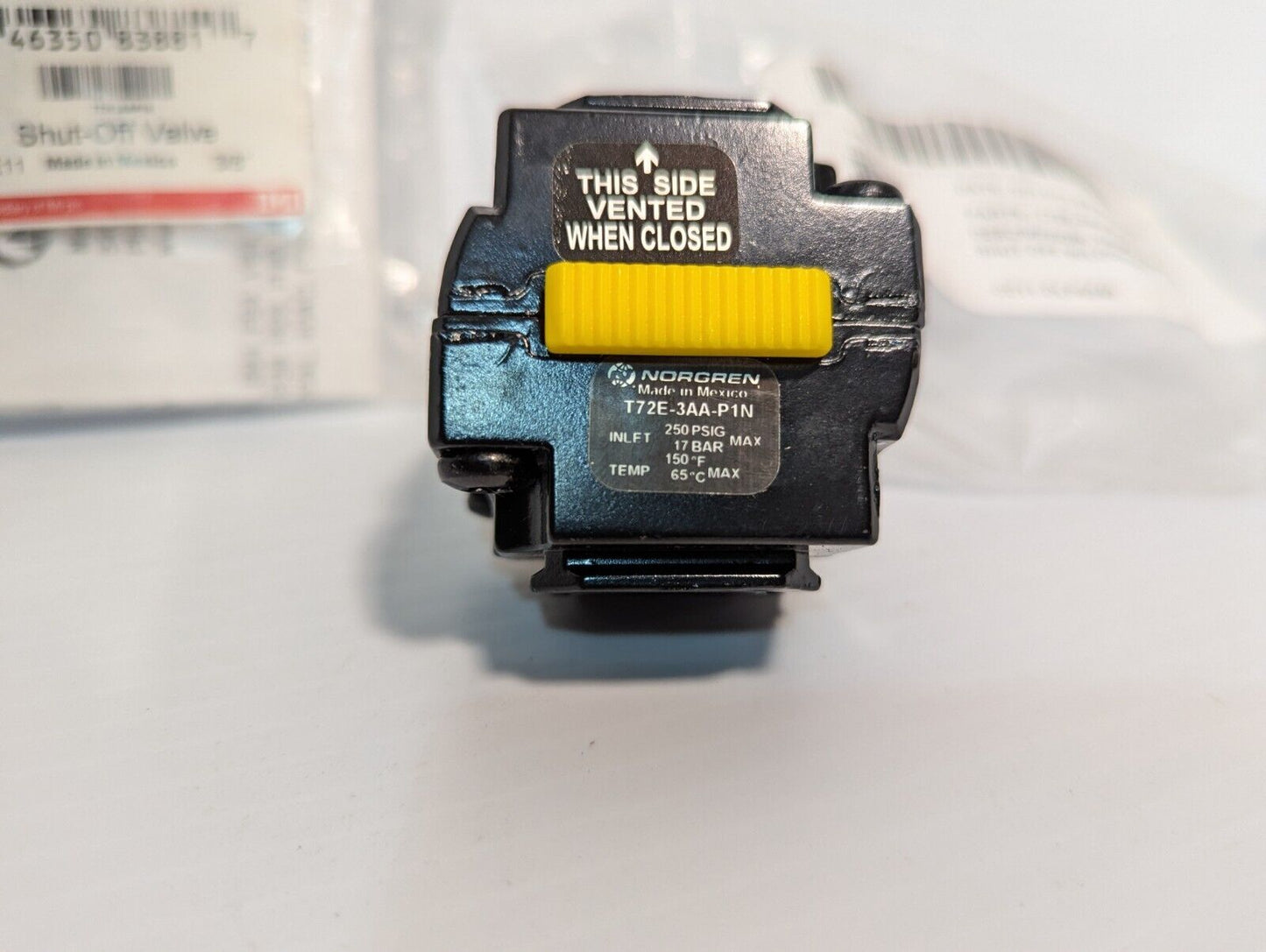 Norgren T72E-3AA-P1N manual valve shutoff with lockout, 3/8" slide actuator
