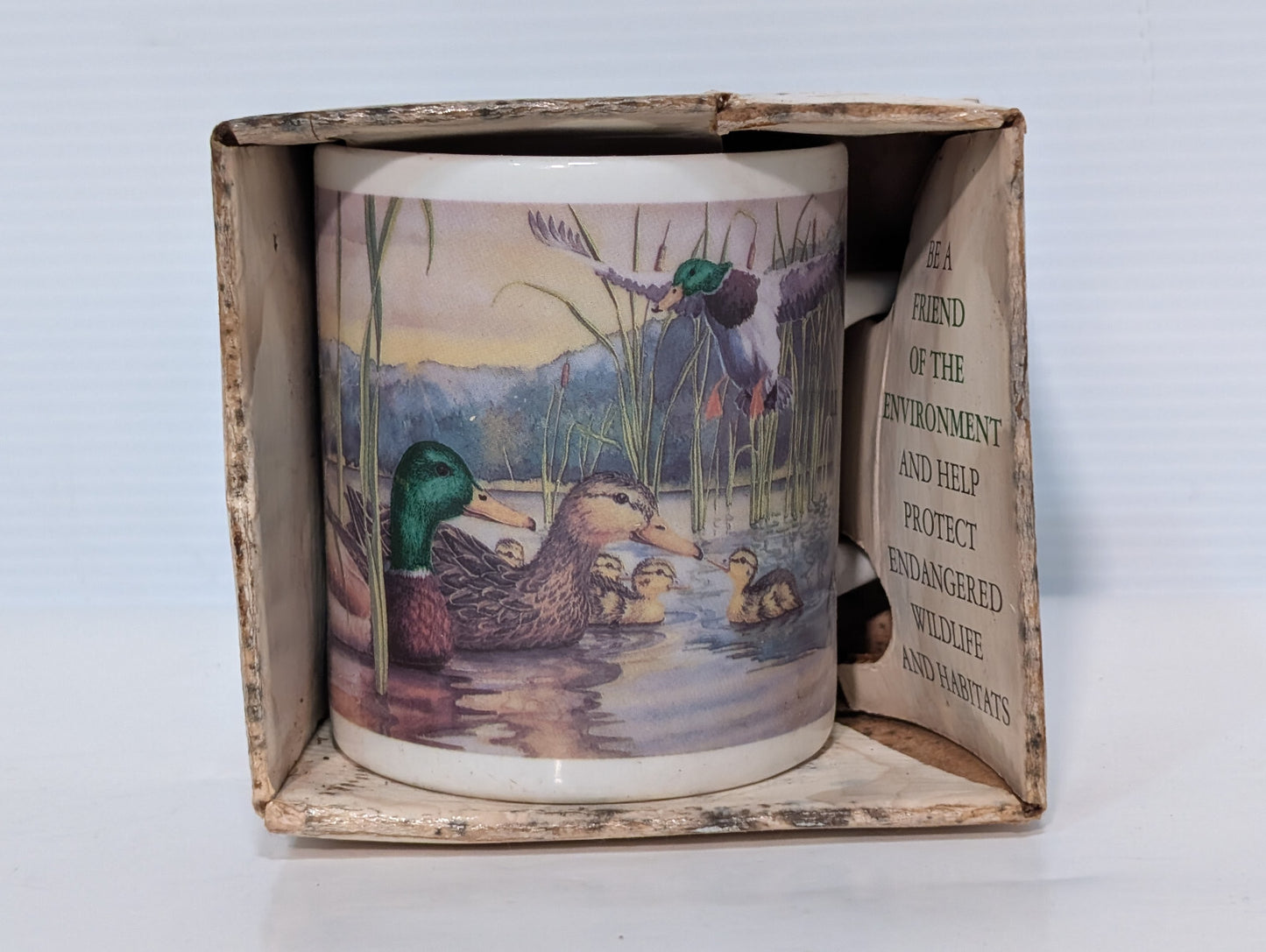 Vintage 1990s Friends of the Environment Mallard Duck Family Coffee Mug Cup