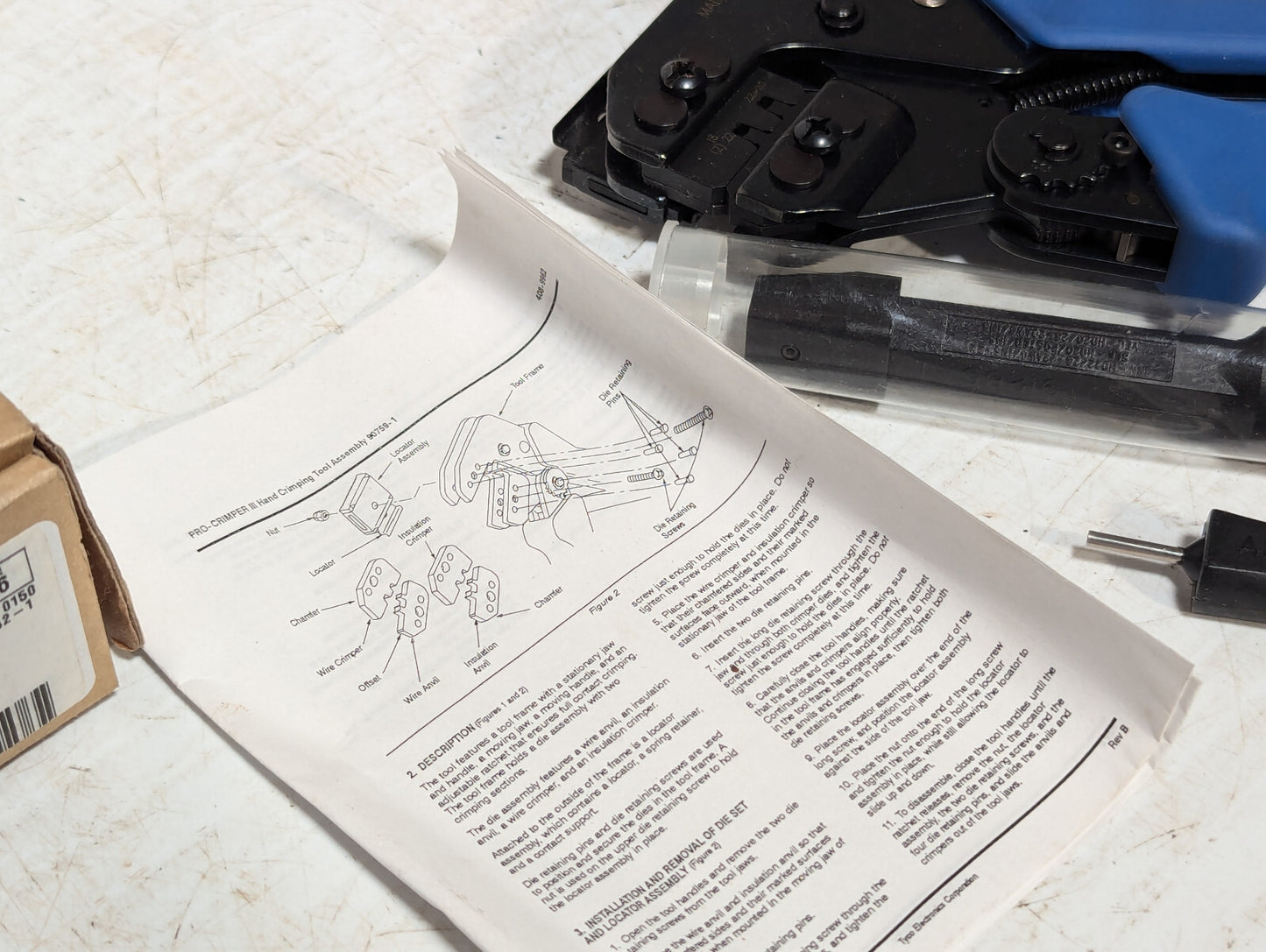Tyco Electronics 90759-1 Pro Crimper Hand Tool, Die Assembly, Instruction Manual