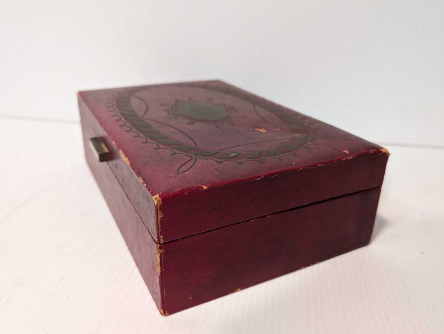 Vintage Jewelry Storage Deep Red, Jewelry Box w/ Vanity Mirror - Free Shipping