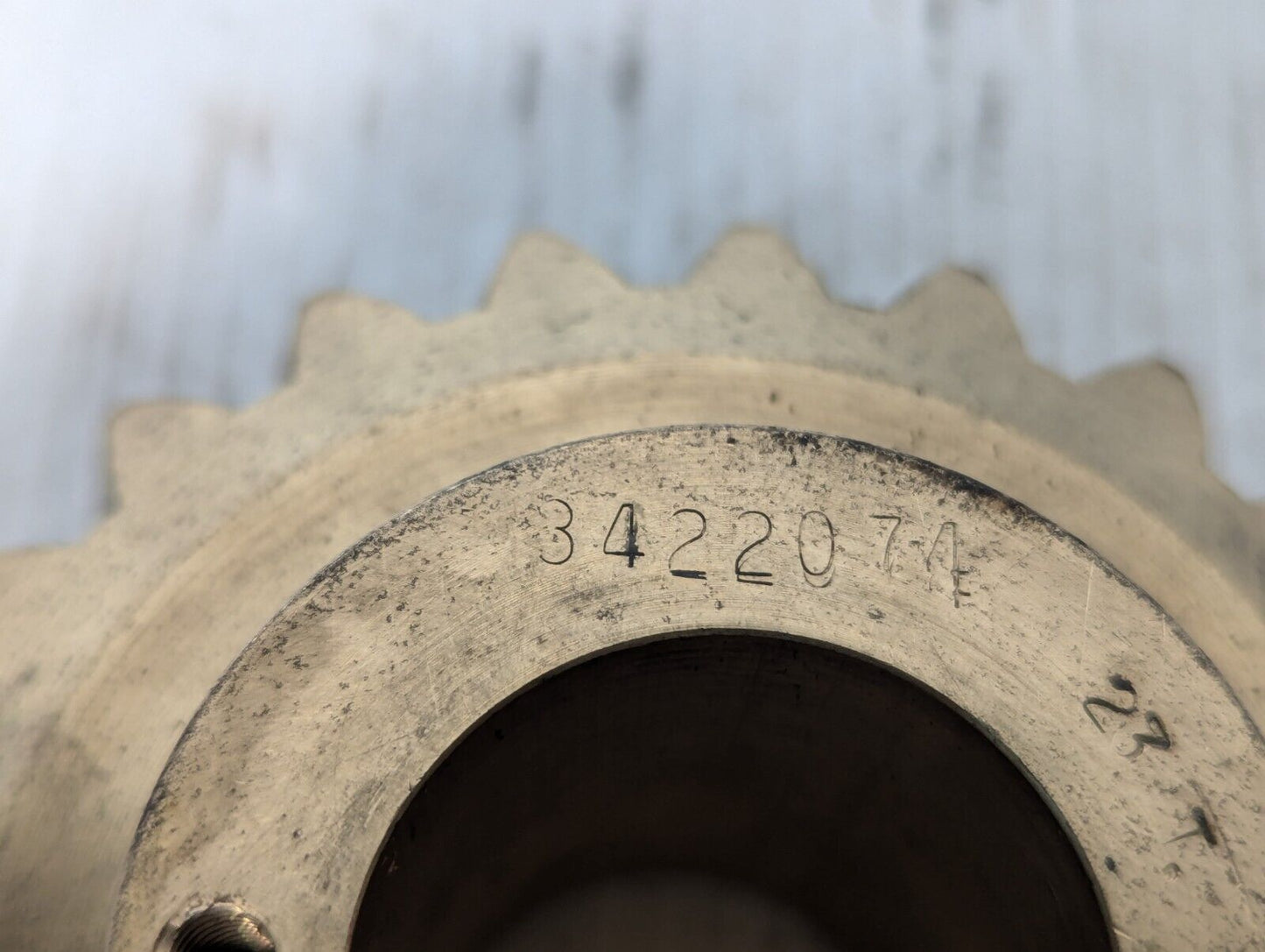 23 Tooth Brass Worm Gear 4" Dia 1 3/8" Notched Bore 2 1/2" H