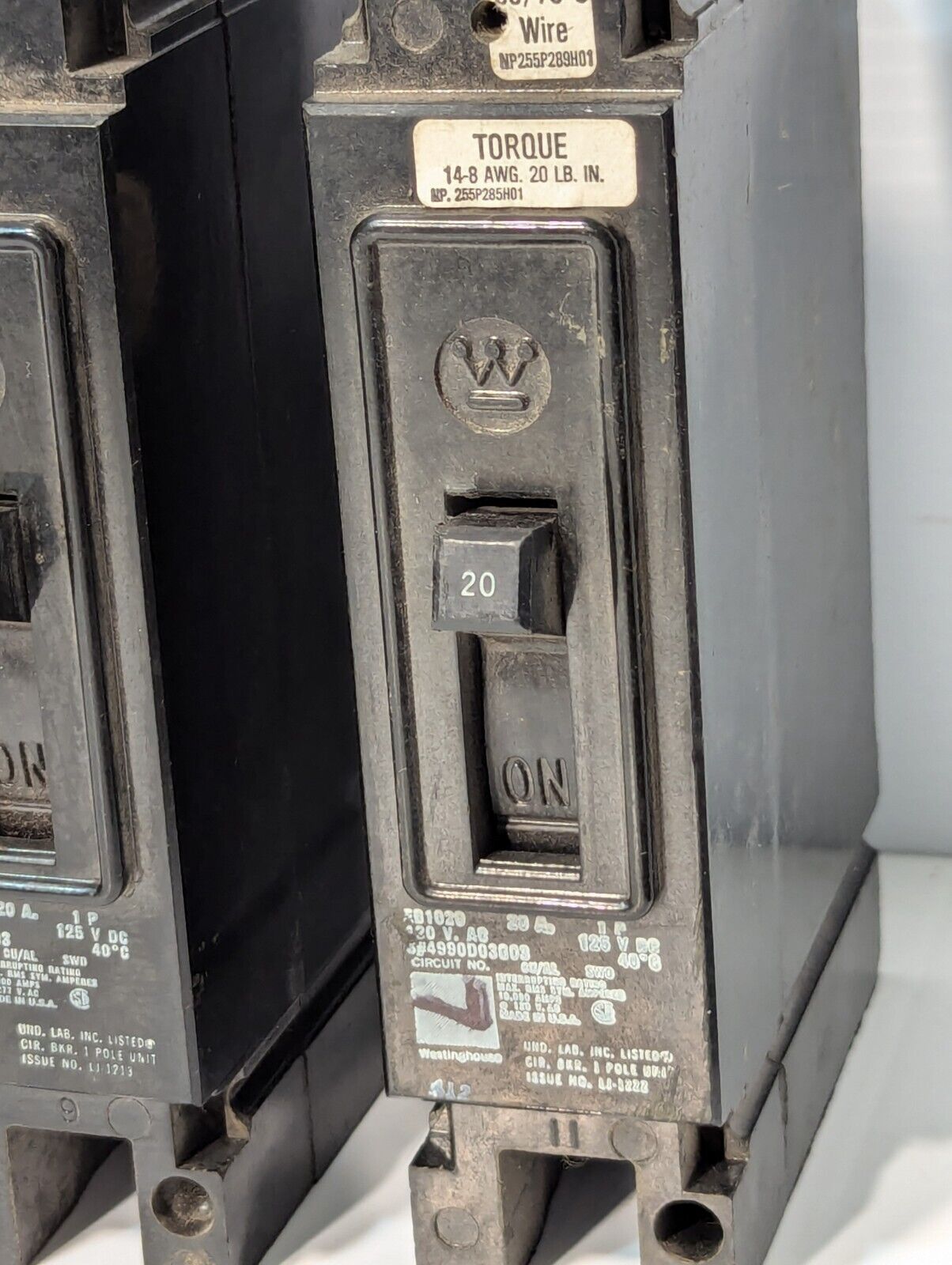 Lot of 6 Westinghouse EHB1020 Molded Case Circuit Breaker, 20 Amp, 277 Volt, 1-P