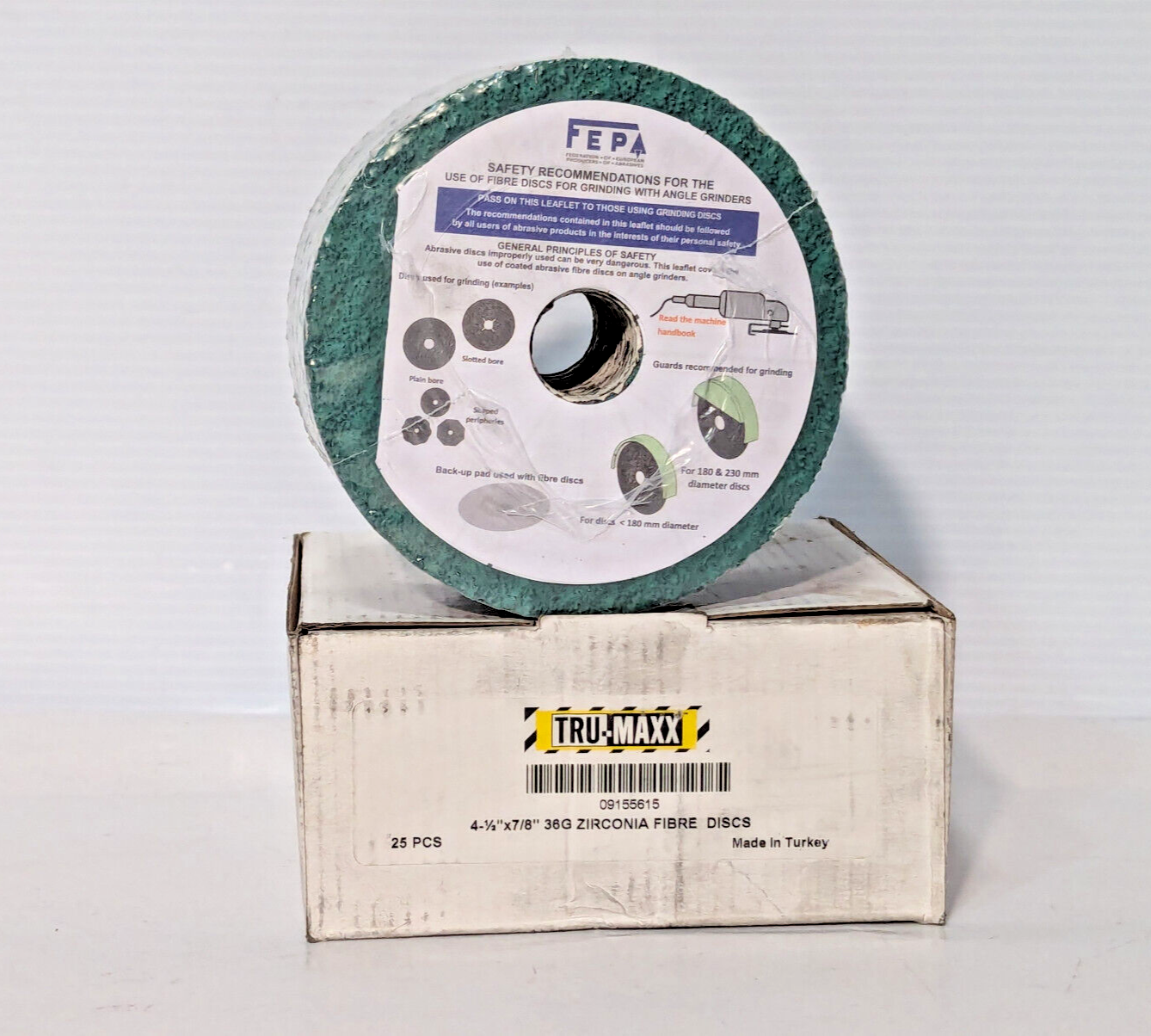 Tru-Maxx 36 Grit Zirconia Angle Grinder Fiber Discs 4-1/2"x7/8", 25 Pack