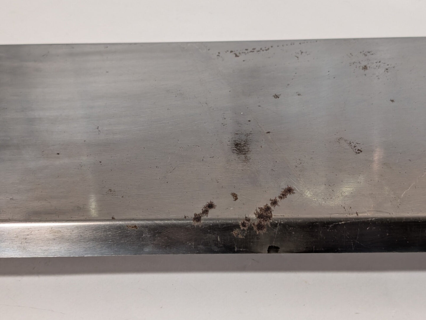 Vintage MCM Stainless Steel Serving Tray with Wooden Handles, 7-3/4" x 19"