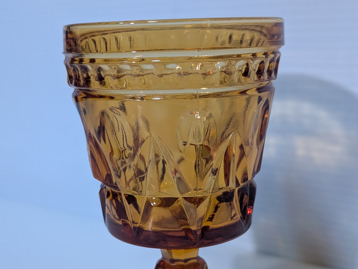 Vintage Colony Park Lane Amber Indiana Glass Goblet Chalice Square Base Pedestal