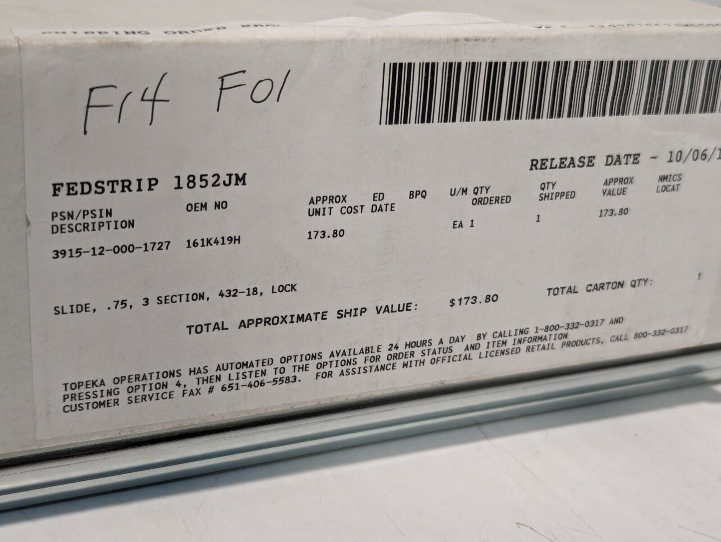 3915-12-000-1727 432357-2 3-Section Locking Slide, 432-18 - Free Shipping