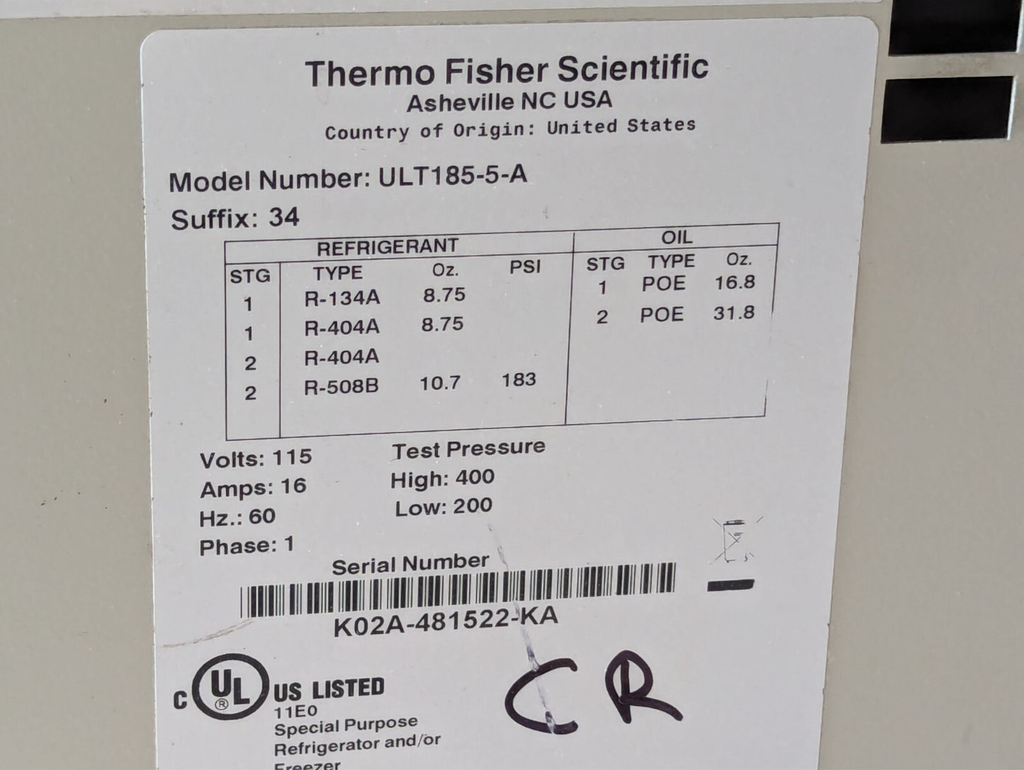 Thermo Fisher Scientific Benchtop Freezer ULT 185-5-A 115 V As Pictured