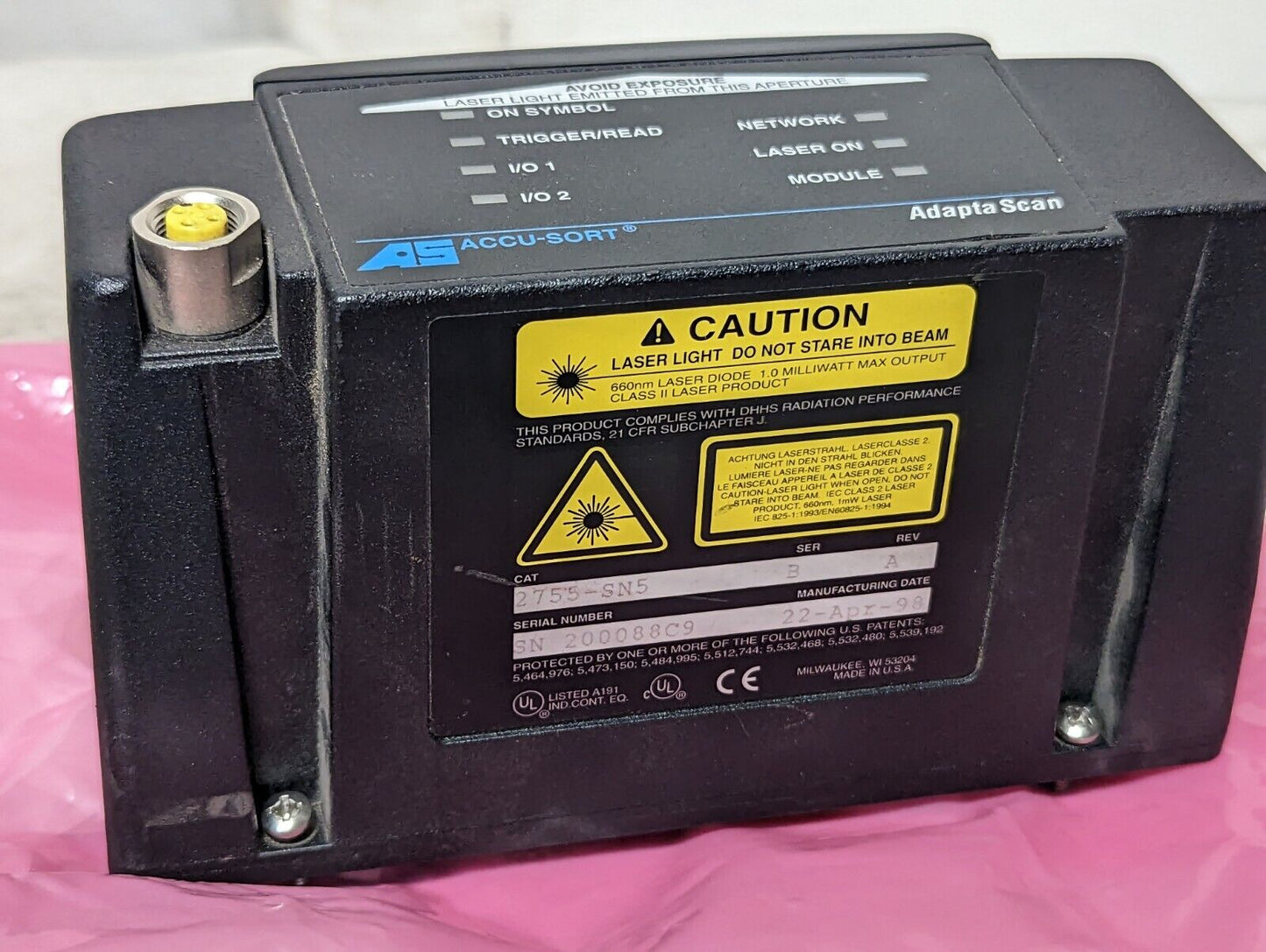 Accu-Sort 2755-SN5 Adaptascan bar code accessory, 500 scans/sec, factory repair