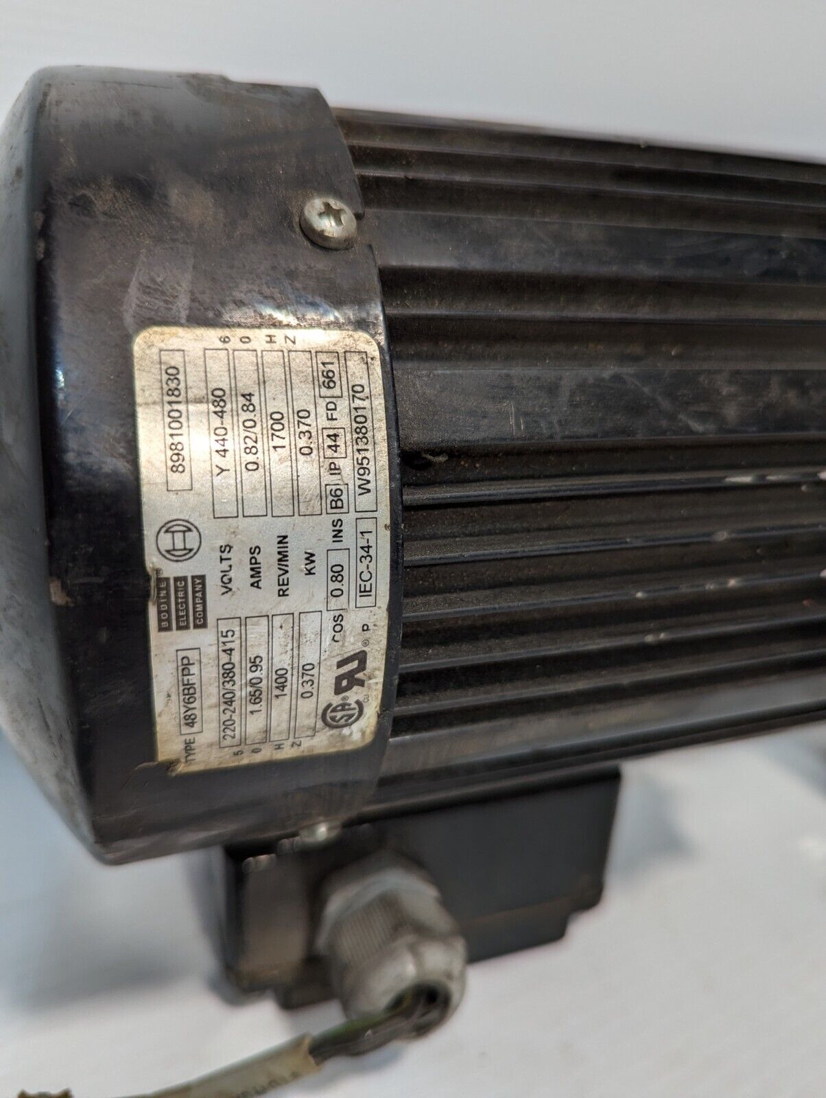 Bodine 48Y6BFPP motor, 220-240/380-415/440-480, 1400/1700RPM w/Bosch 3842503069