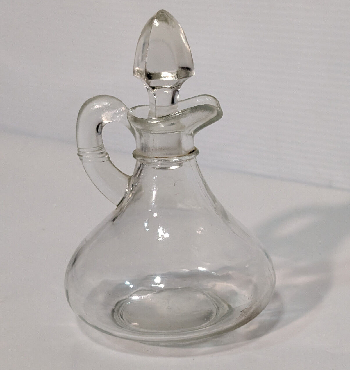 Vintage Clear Glass Cruet Bottle with Stopper Oil Vinegar Dressing Serving Ware