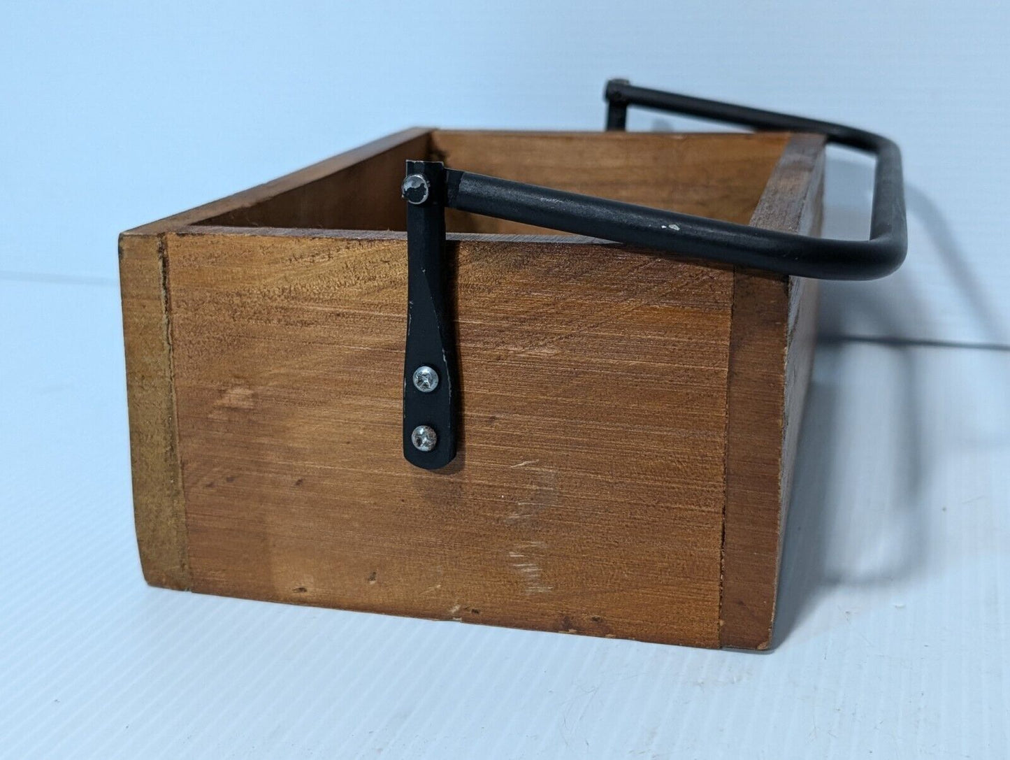 Vintage Wooden Work Mens Tool Box, Carrier with Iron Handles - Free Shipping