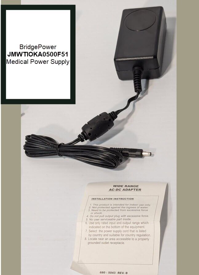 BridgePower JMW110KA0500F51 Medical Power Supply, AC\DC - Free Shipping