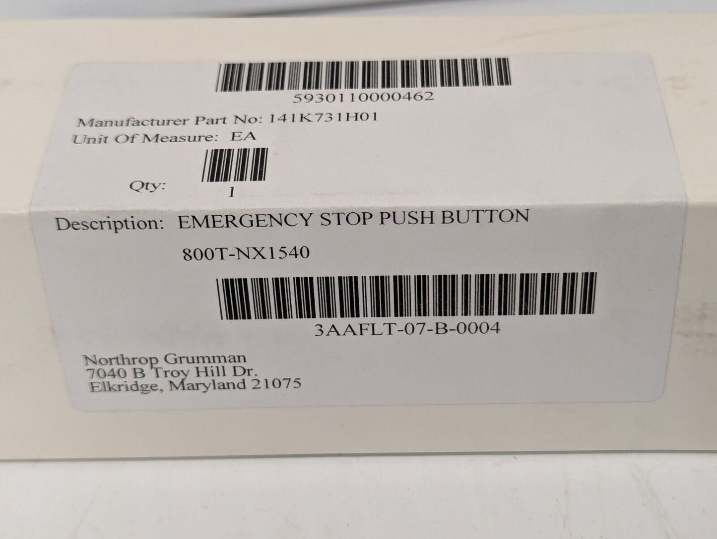 Allen Bradley 800T-NX1540 Emergency Stop Push-button SER.T - Free Shipping