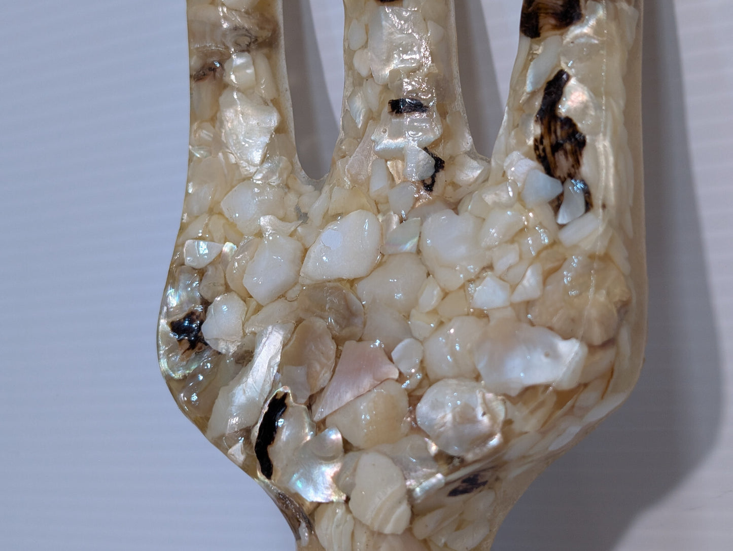Vintage Set Fork Spoon Wall Hanging Epoxy Shell Mother of Pearl Resin Art 15.5"
