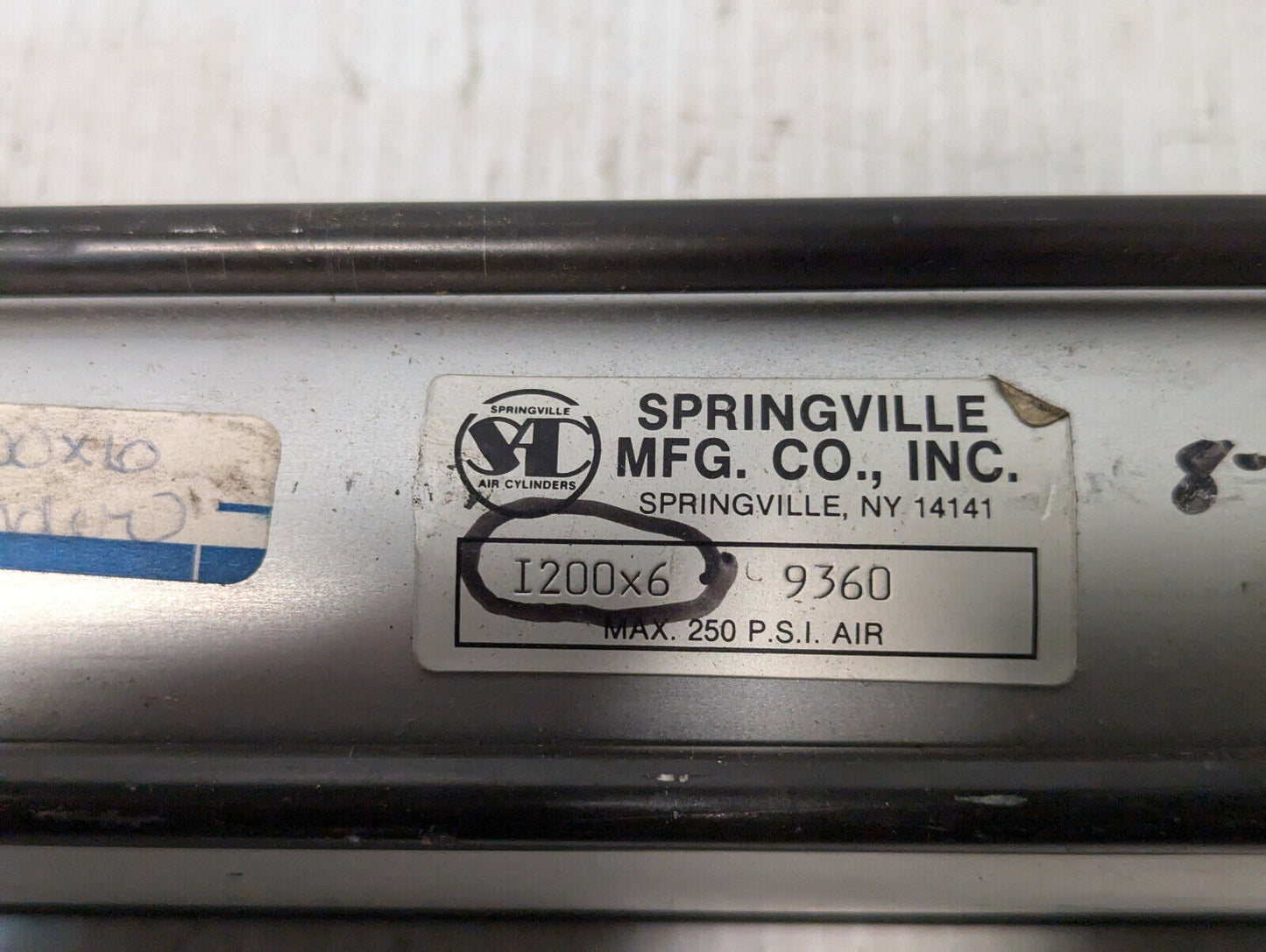 Springville Mfg I200x6 Pneumatic Cylinder -Made in USA- Free Shipping