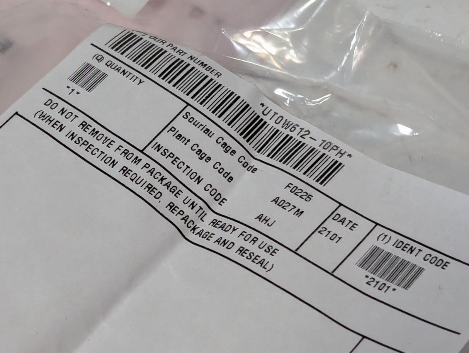 Souriau UT0W612-10PH standard circular connector, 10 position, shell size 12