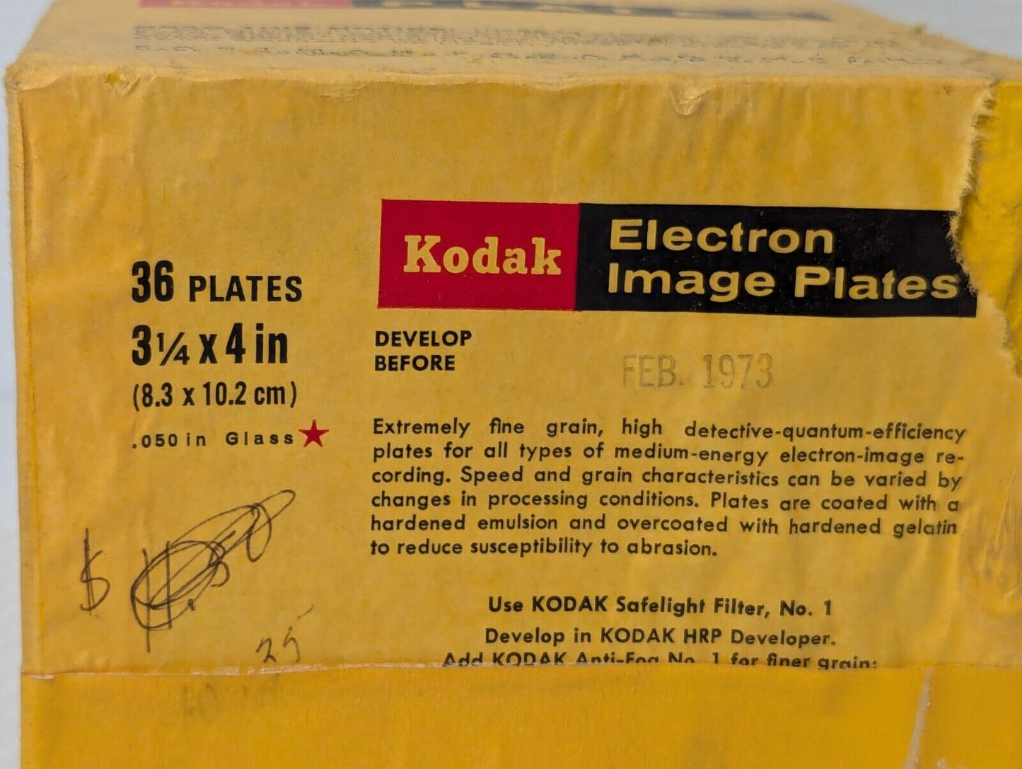Vintage Kodak Glass Electron Image Plates Exp. 1973