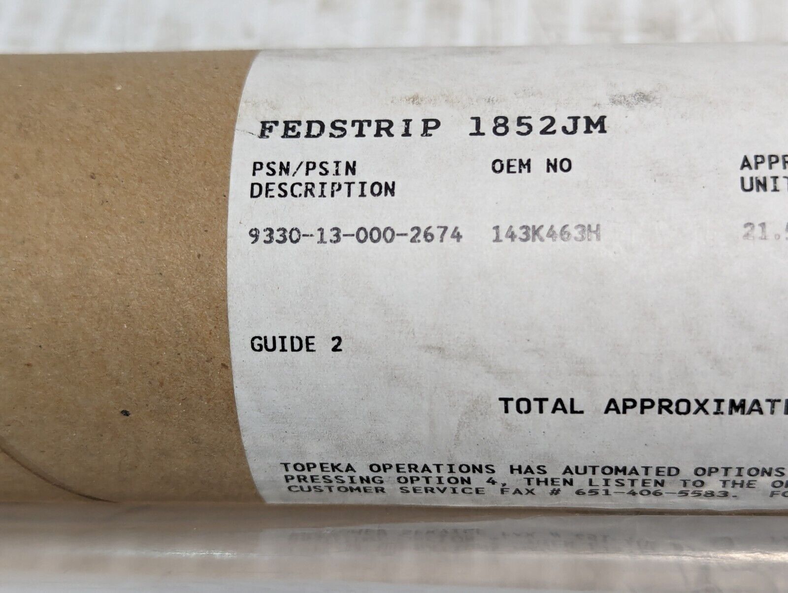 Topeka Guide Pipe 143K463, REV E 9330-13-000-2674 - Free Shipping