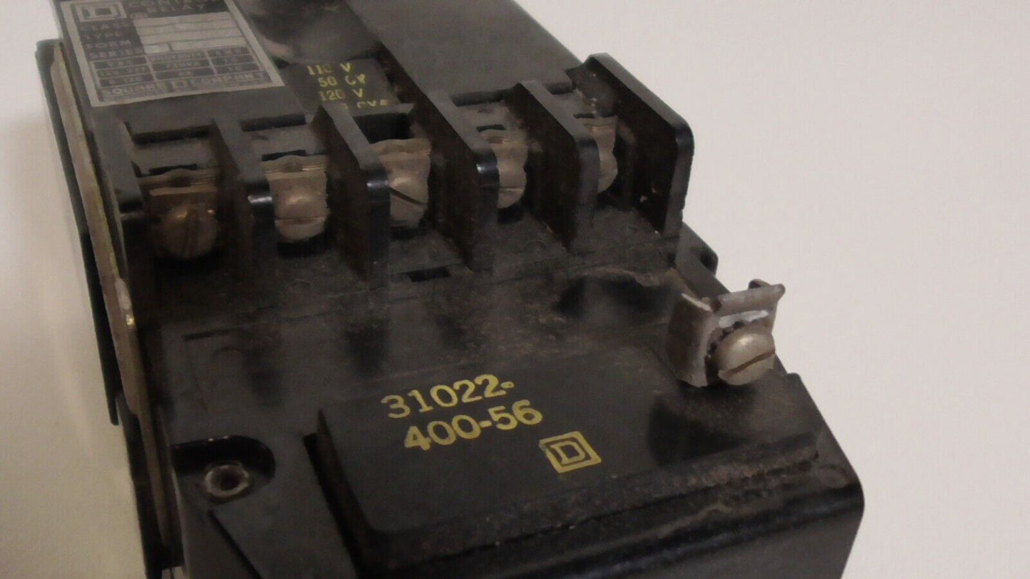 Square D 8501-G0-40 control relay, w/latch attachment 8501GL, coil 31022-400-56