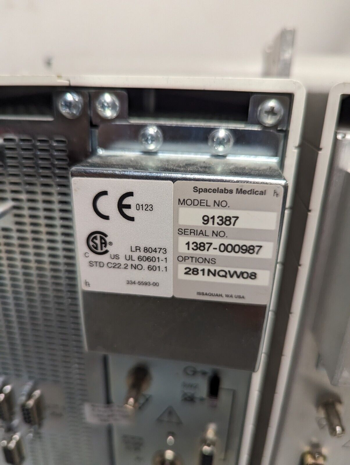 Spacelabs Medical Datex-Ohmeda 91387 with 90499 module rack for patient monitors