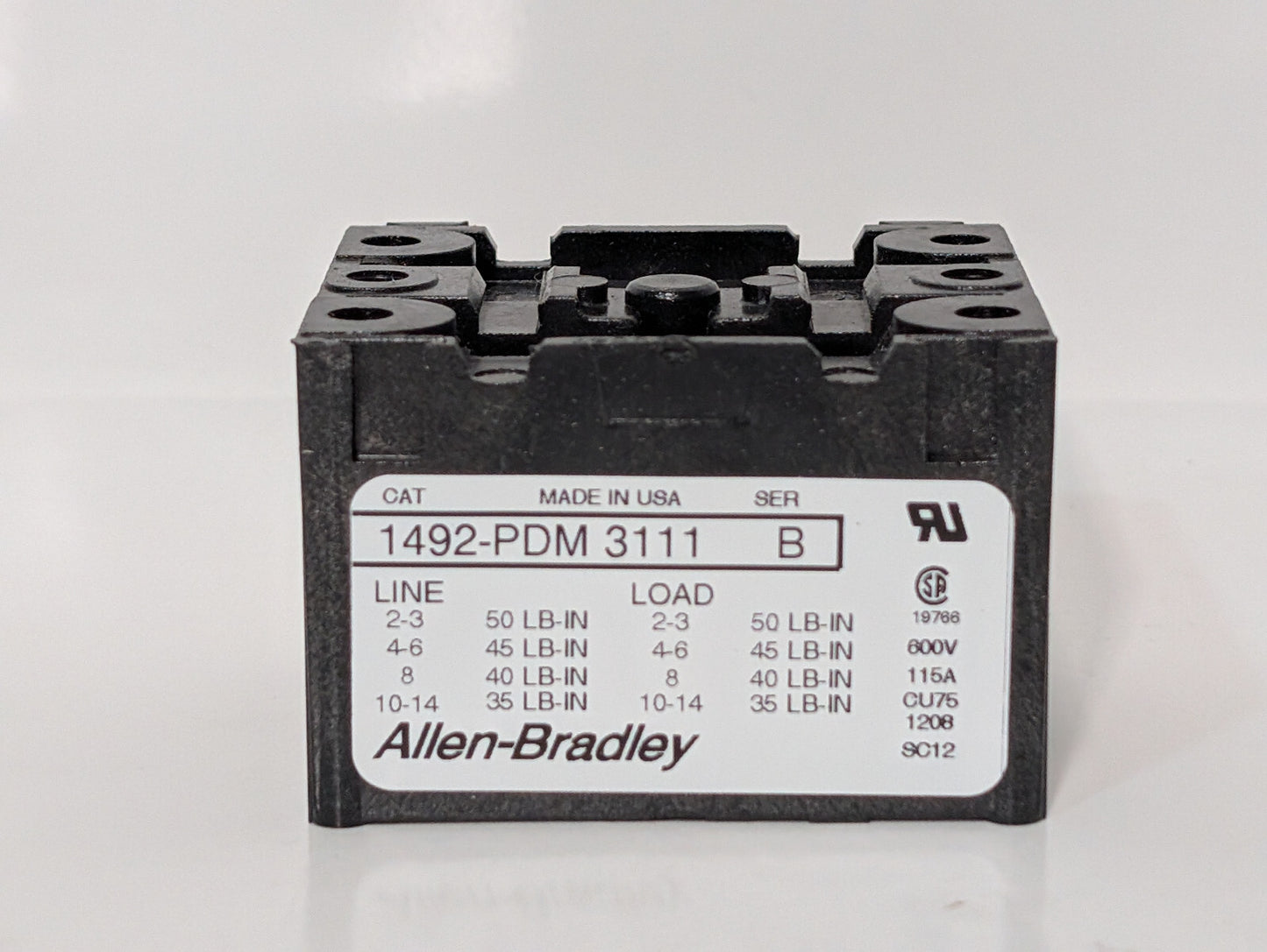 Allen Bradley 1492-PDM3111 Ser B Bulletin 1492 600V Terminal Block, CU Wire