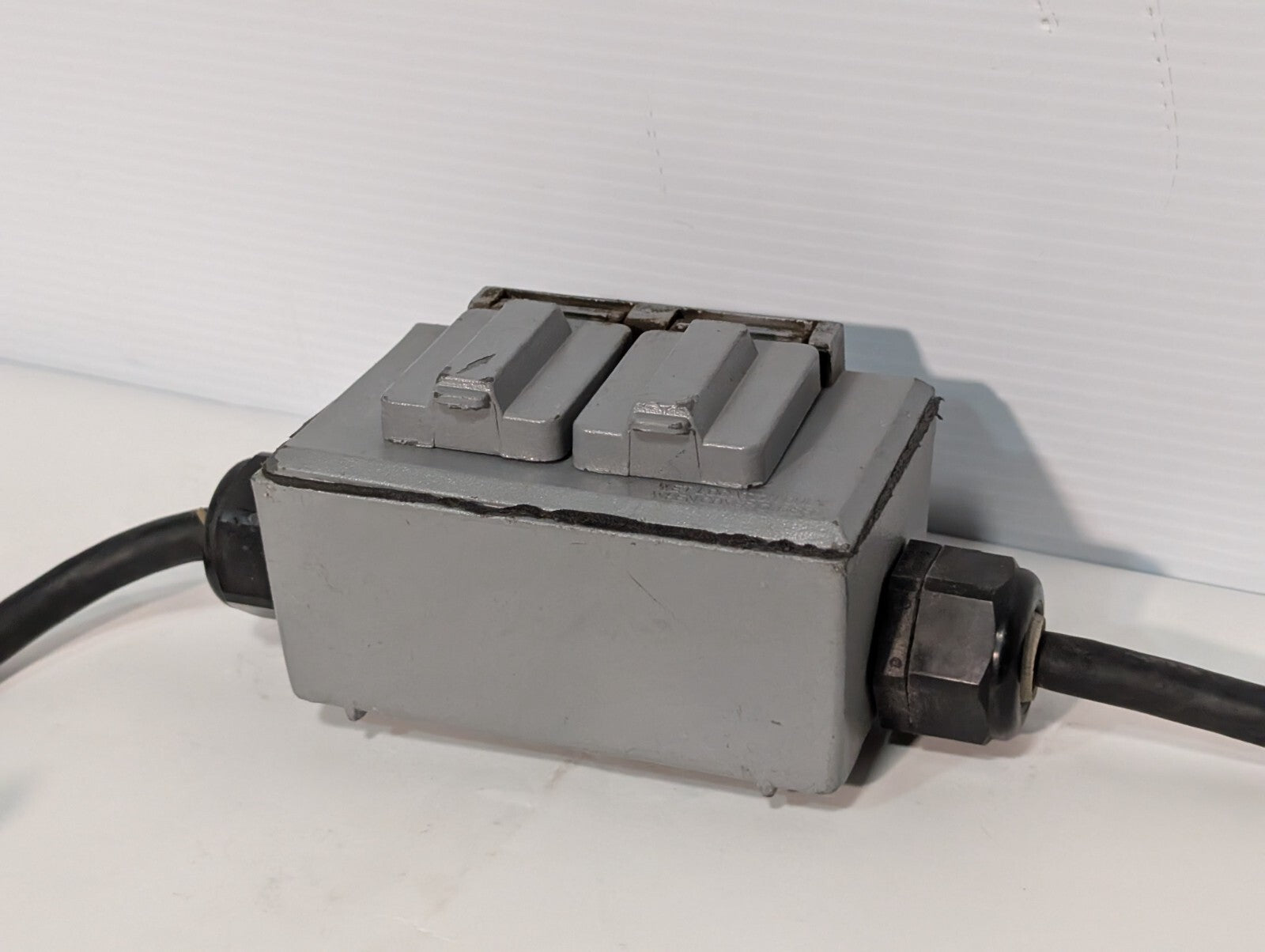 String of 4 Parallel Weather Proof Horizontal Duplex Power Outlet Receptacles