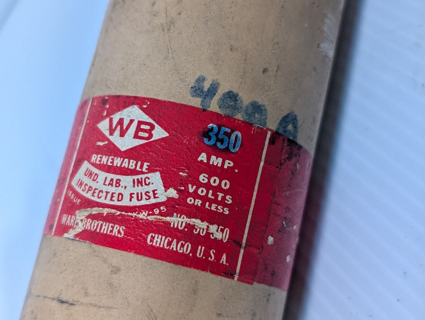 Ware Brothers Renewable Cat No. 96-350 Fuse 350A 600V - Free Shipping