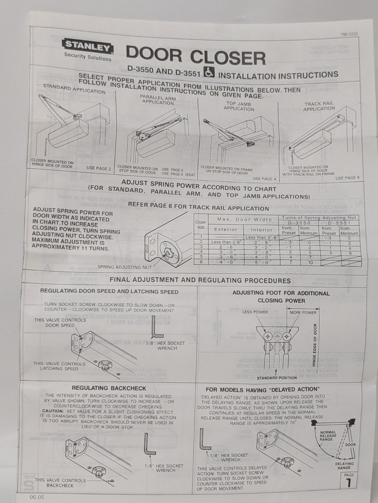 Stanley D-3551 Commercial Hardware Door Closer with Aluminum Finish DA Model
