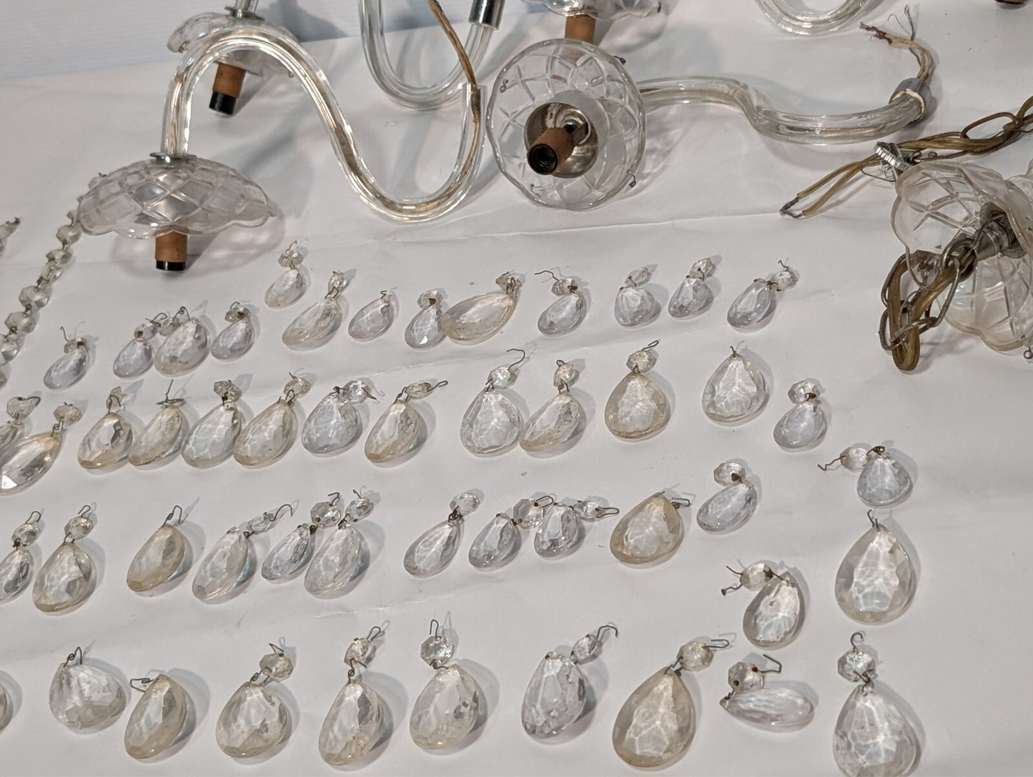 Vintage Crystal Chandelier, Disassembled