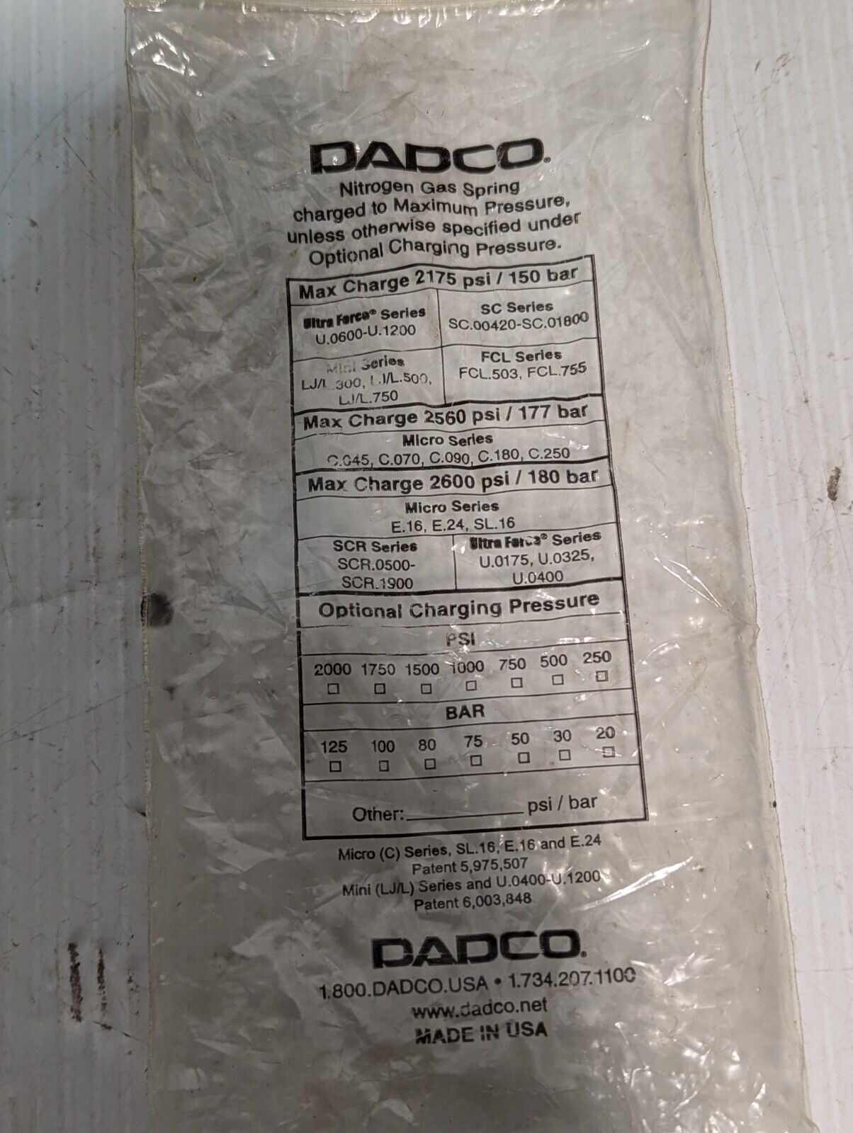 Dadco L.750.019.T0 Nitrogen Gas Spring - Free Shipping+Returns