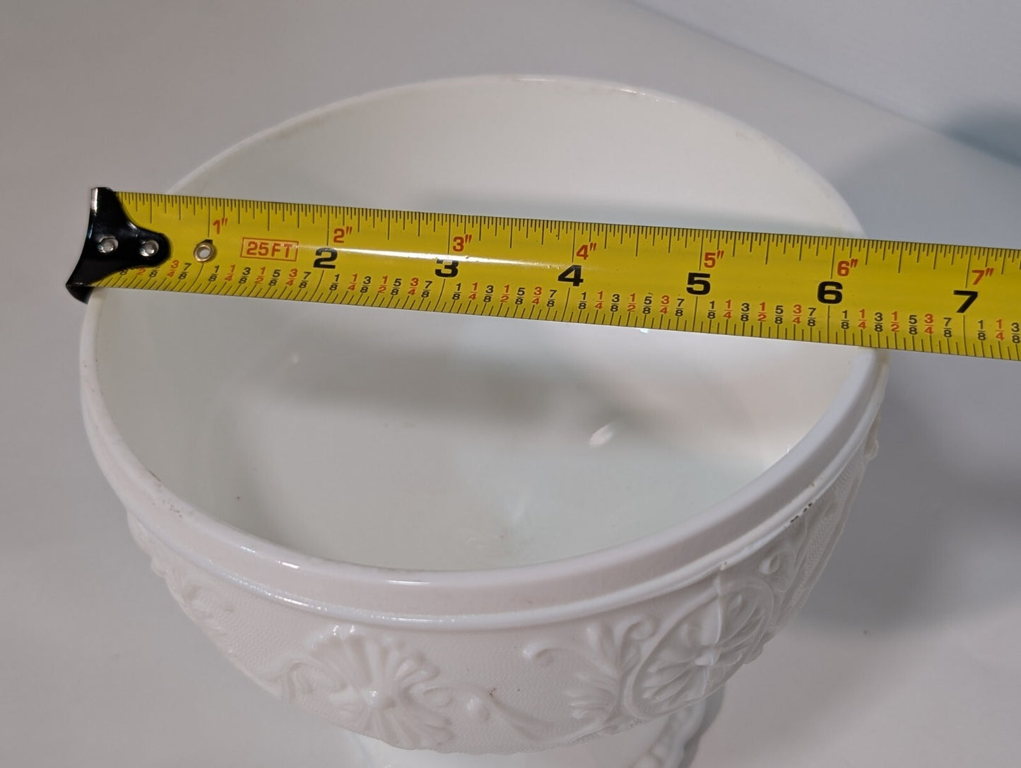 Vintage Indiana Glass Mid-Century Modern Milk White Glass Pedestal Compote Bowl