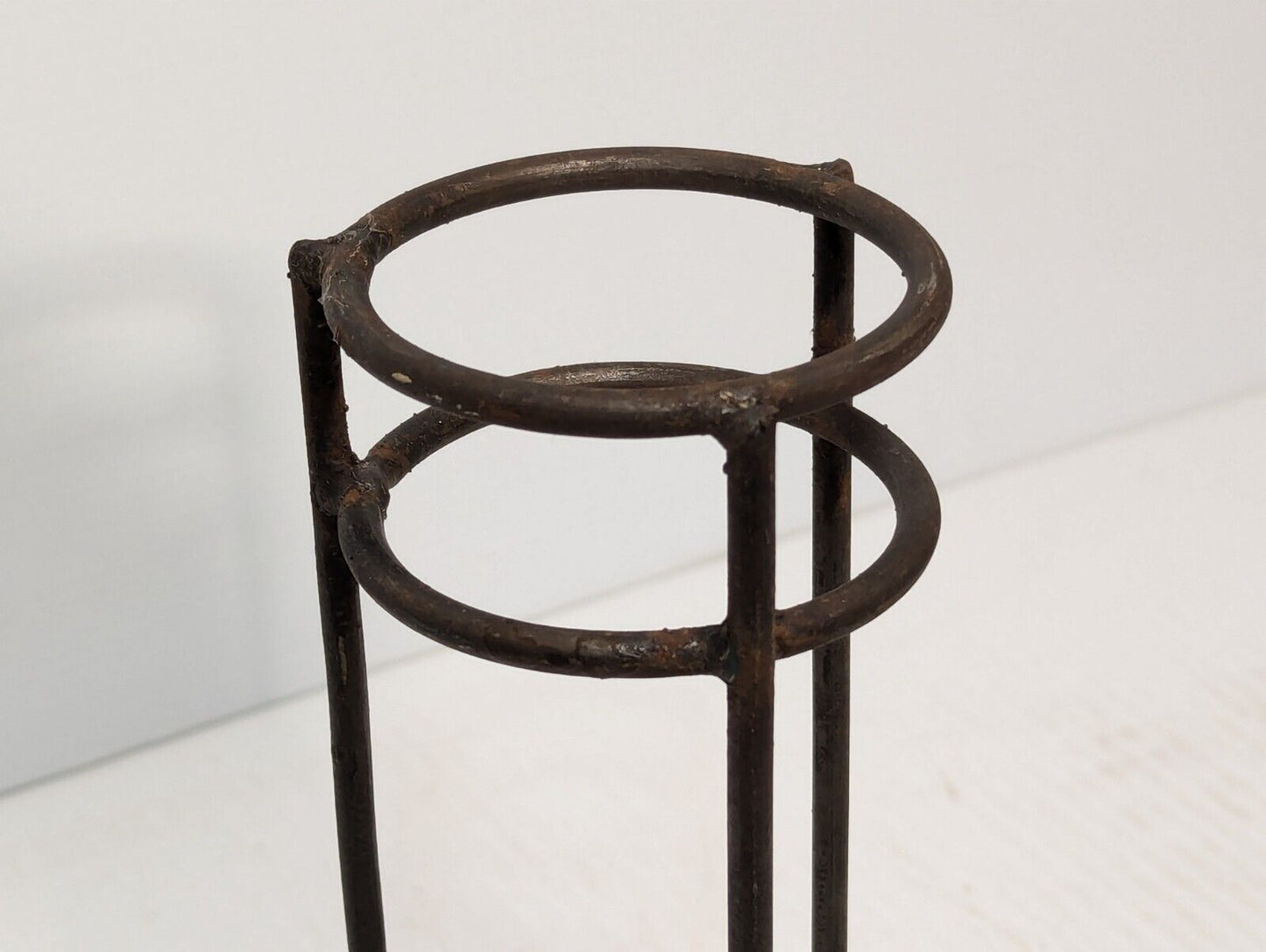 2 Antique Wrought Iron Pottery Stands, One 13" and One 6" Tall - Free Shipping