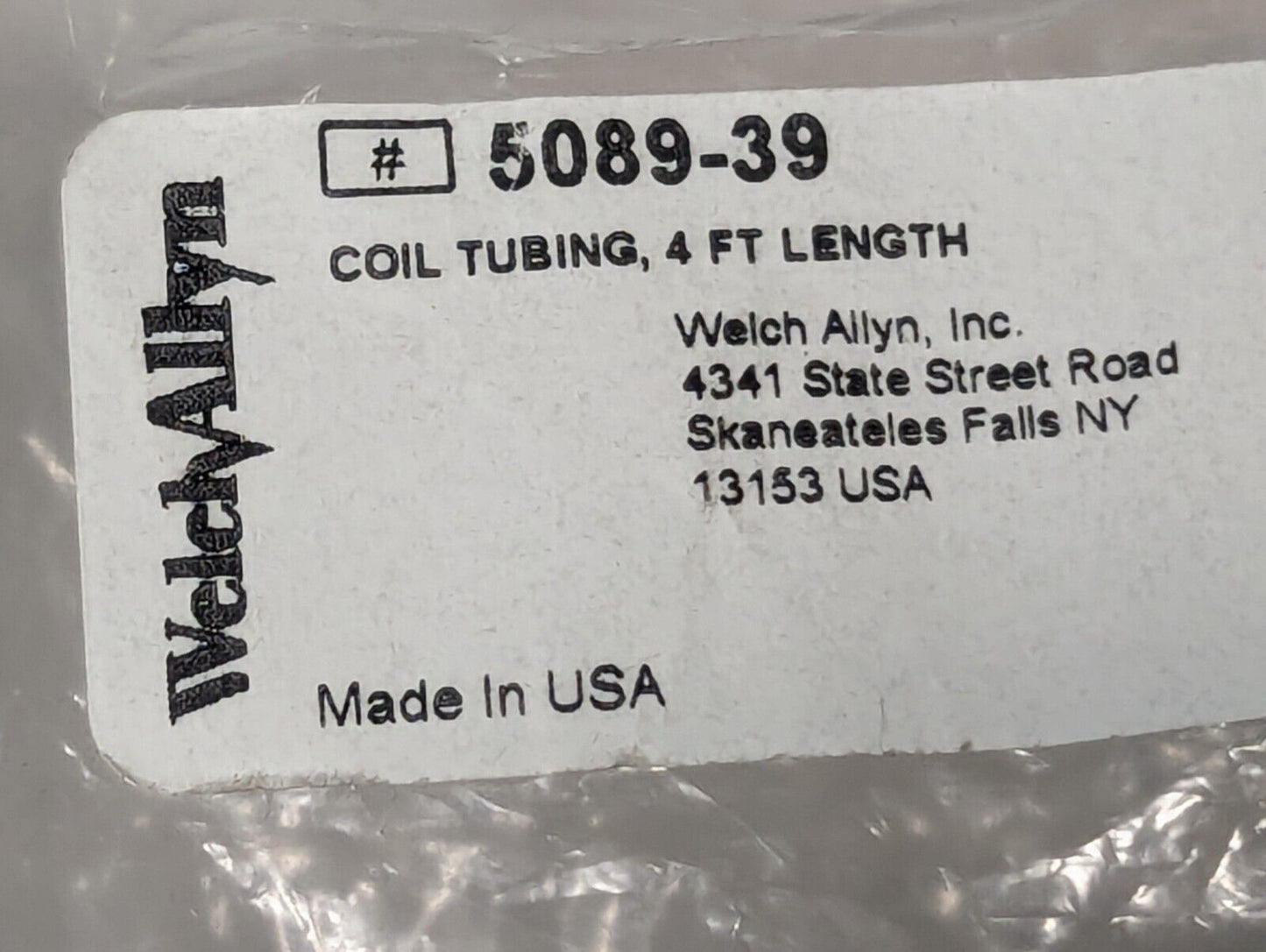 Welch Allyn 5089-39 Coil Tubing, 4 Ft length - Free Shipping